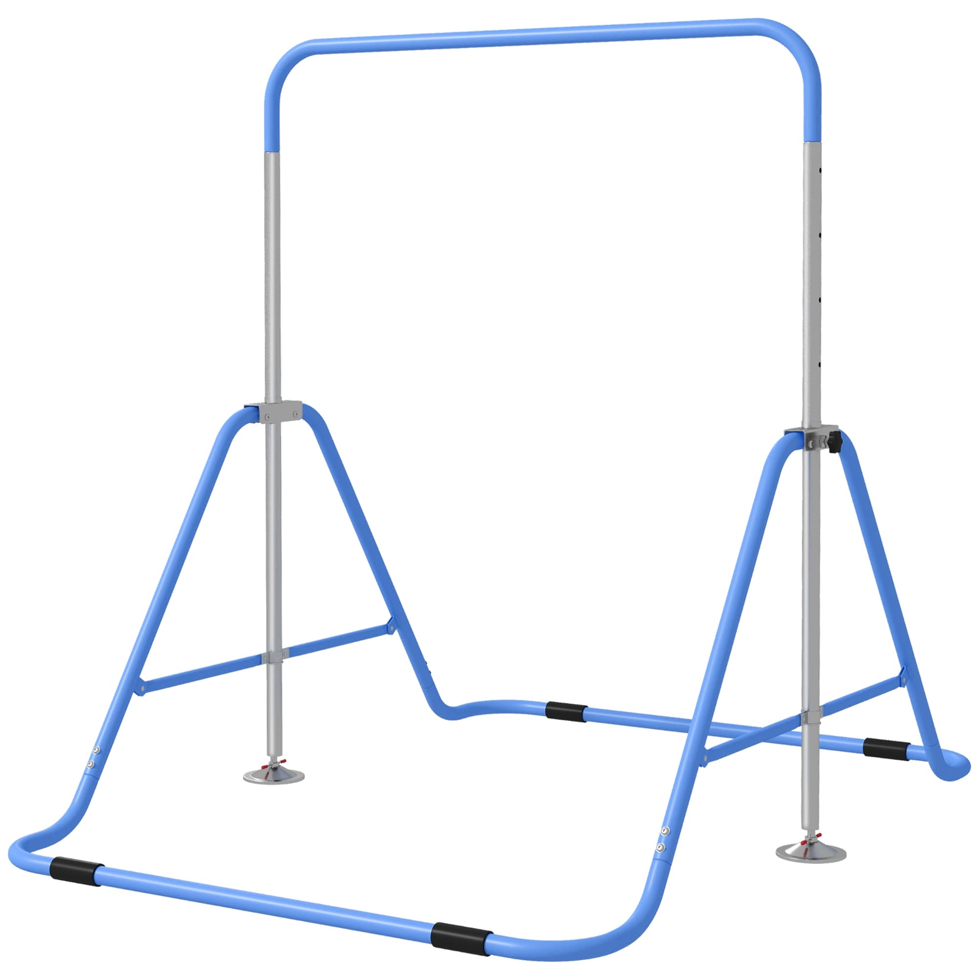 HOMCOM Barre de gymnastique artistique pour enfants 3+ ans avec hauteurs réglables en 5 positions en acier, Bleu