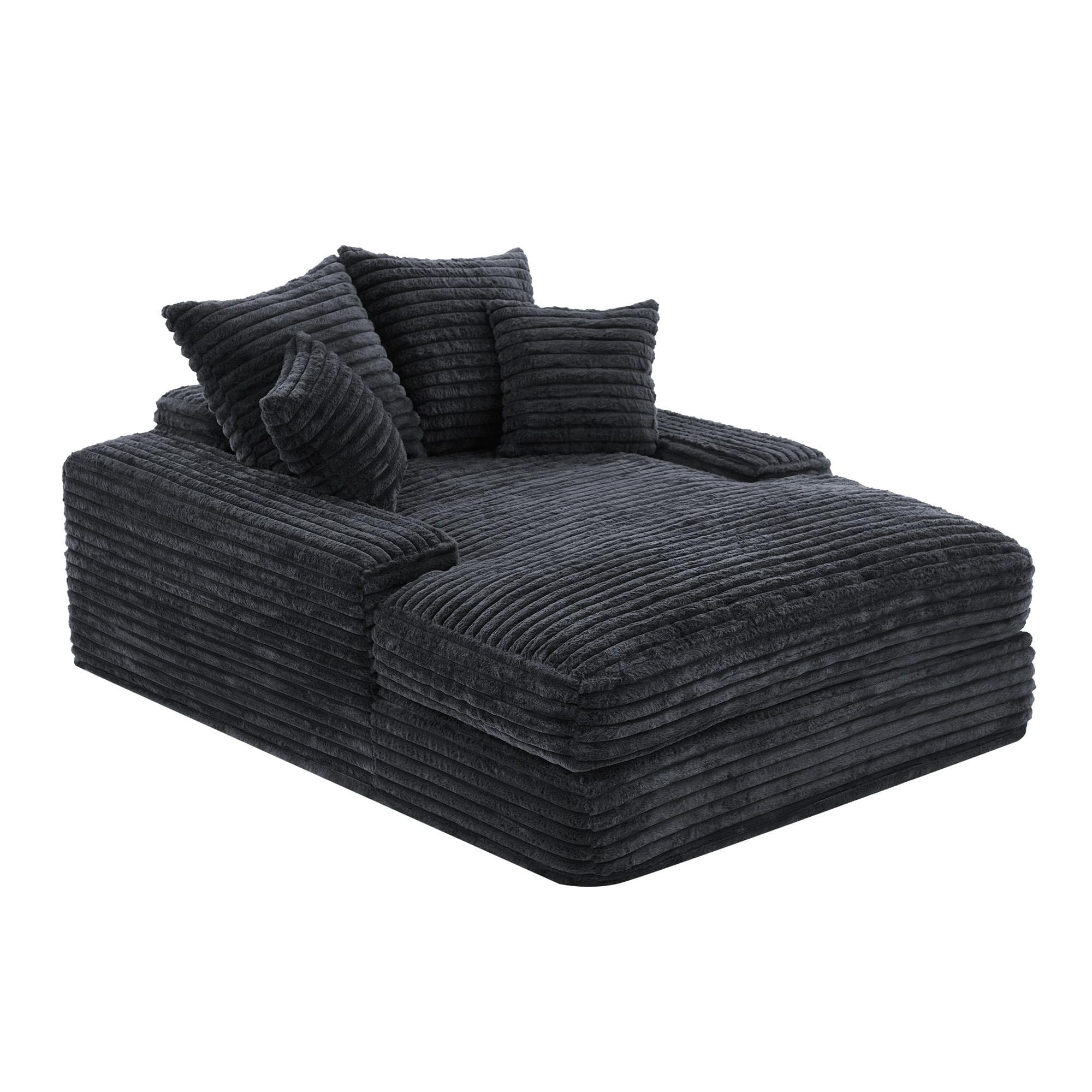 Canapé en velours côtelé de luxe avec 4 coussins, canapé-lit multifonction, sans montage, 175x137x63 cm, Gris Aosom France