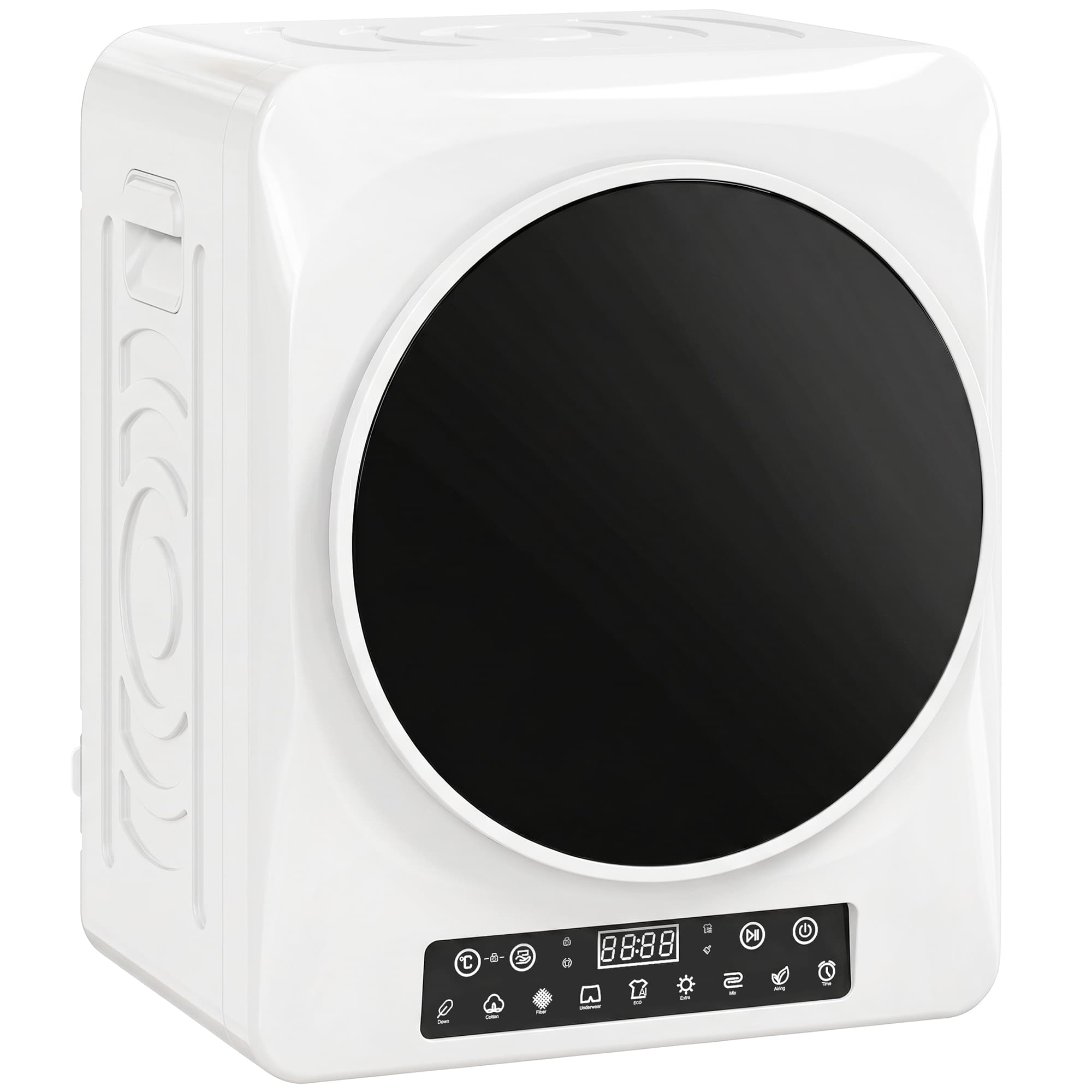 HOMCOM Sèche-linge compact à évacuation 1000 W avec modes Extra-séchage & ECO, réglages de minuterie et de température, blanc