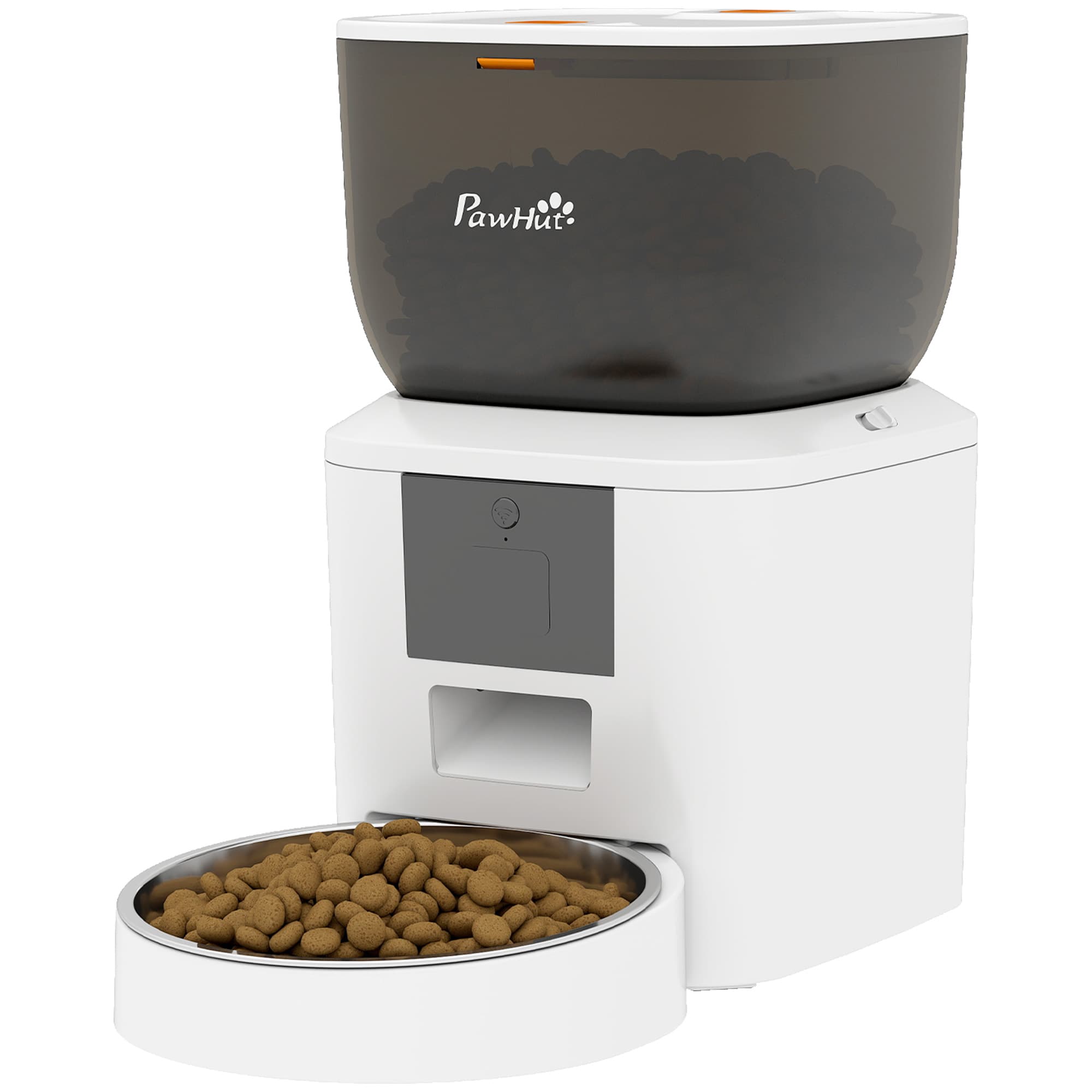 PawHut Distributeur Automatique 4L WiFi 2.4G pour Chats et Chiens avec Contrôle App 2 Bols 1-10 Repas/Jour Enregistreur Vocal 10s