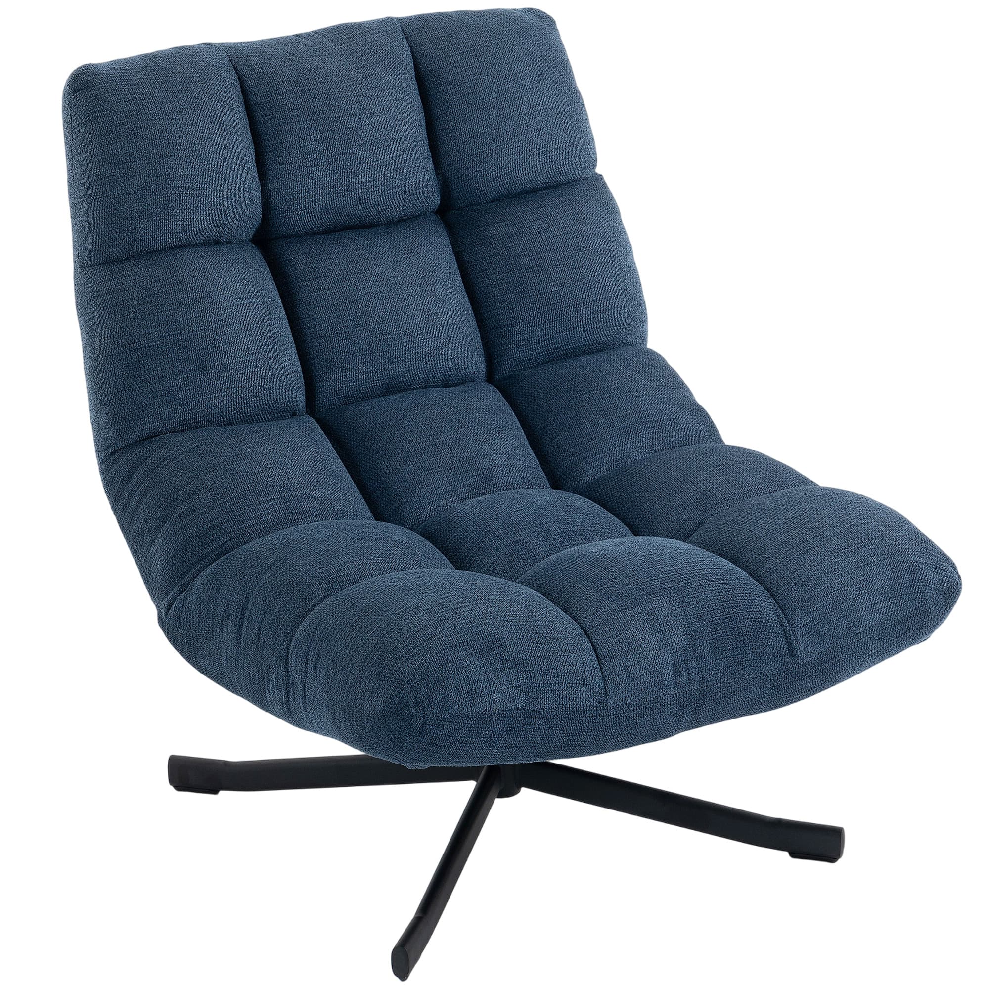 HOMCOM Fauteuil d'appoint pivotant, fauteuil lounge moderne sans accoudoirs avec pieds en acier, Bleu foncé