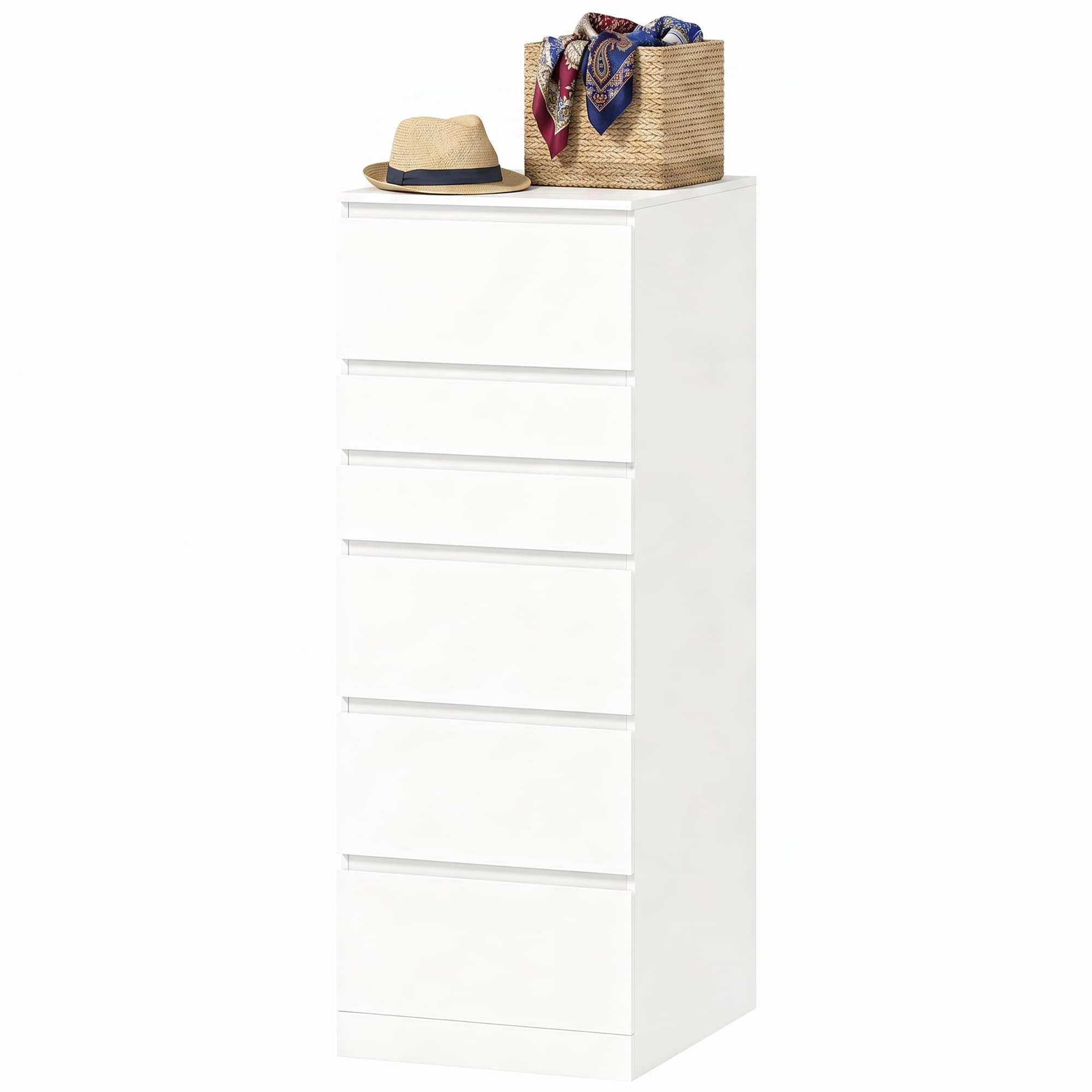 HOMCOM Commode haute pour chambre avec miroir relevable, Blanc
