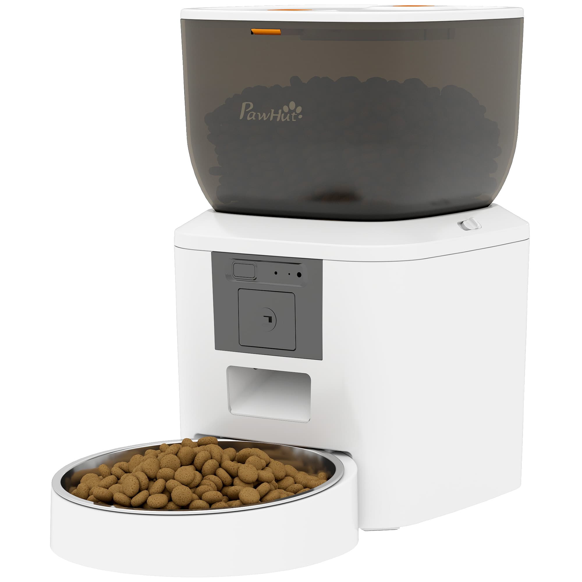 PawHut Distributeur pour chat avec caméra, Wi‐Fi 2,4 GHz, commande via app, distributeur 4L pour 1–10 repas, audio bidirectionnel