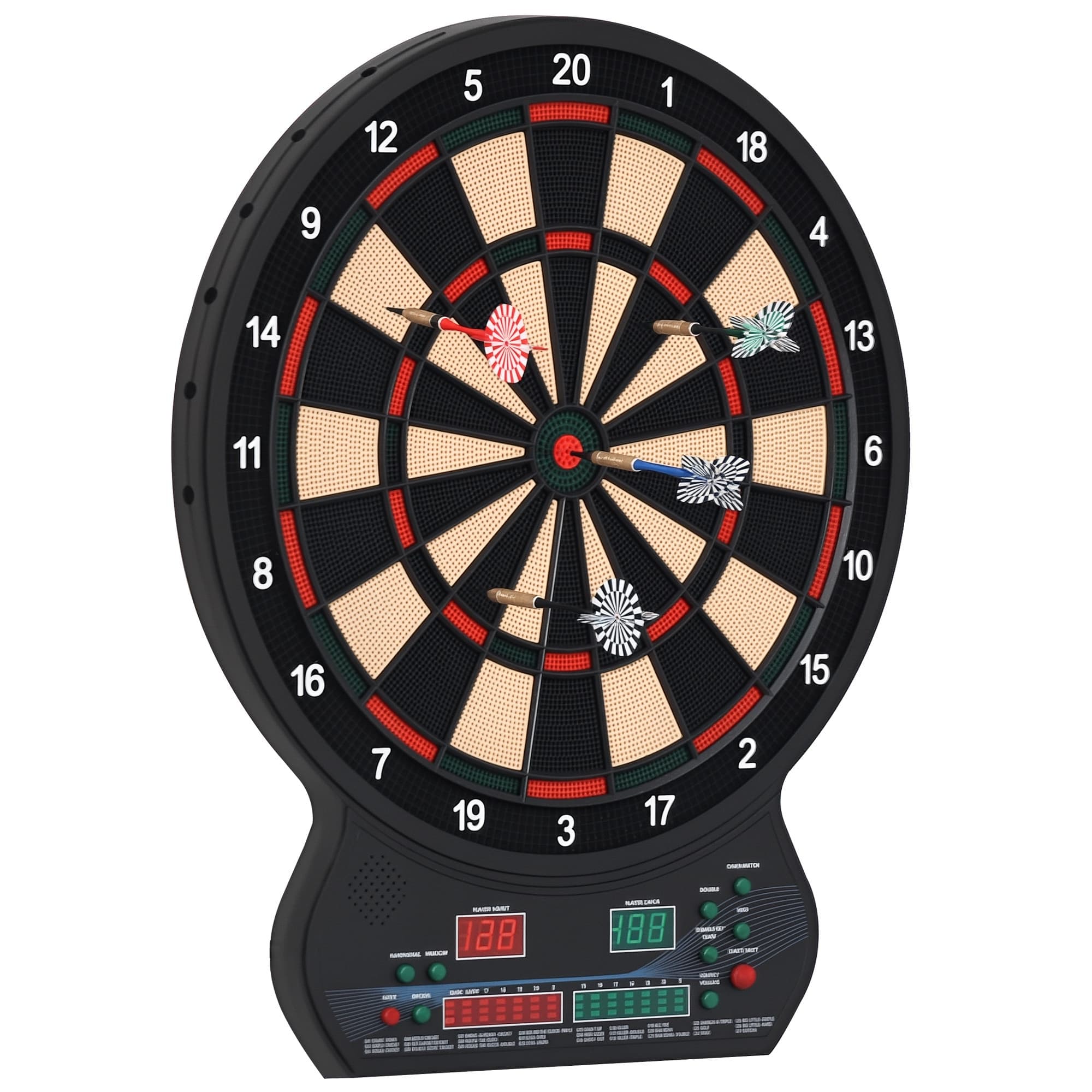 HOMCOM Cible jeux de flechette électronique avec 27 jeu principals et 202 jeux variations cibles électroniques pour 8 Joueurs pour bureau et bar