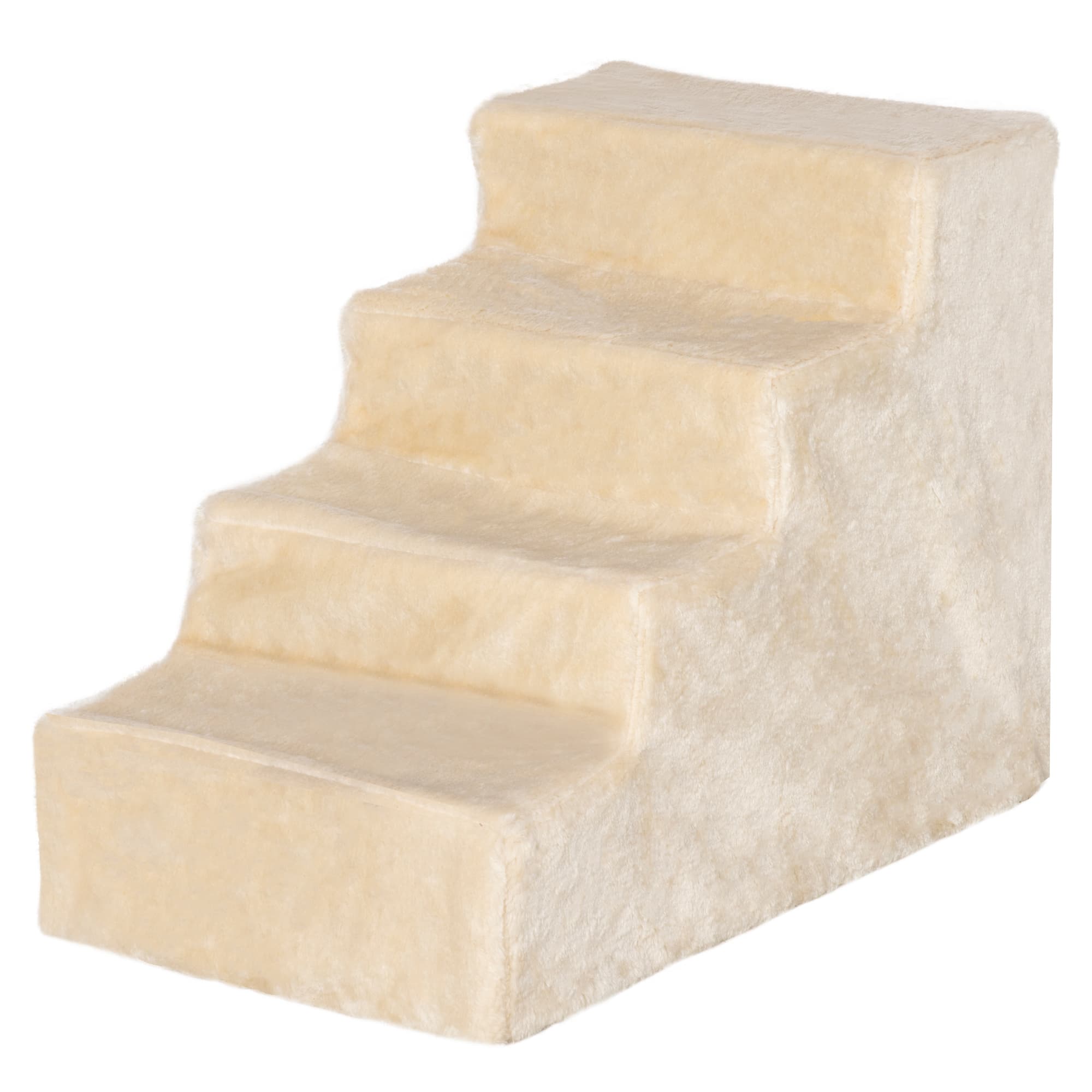 PawHut Escalier pour chien à 4 marches escalier pour chat échelle antidérapante housse amovible et lavable 60 x 35 x 44cm beige