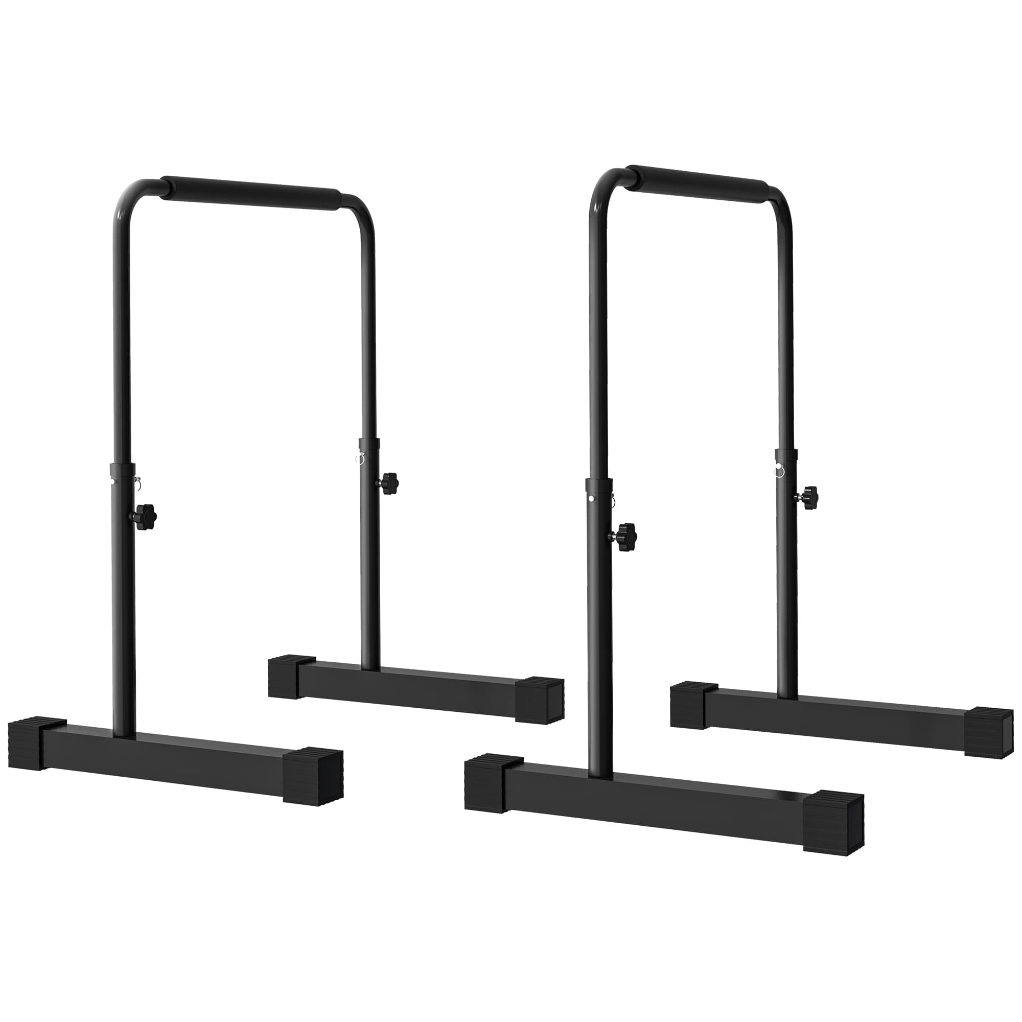 SPORTNOW Set de 2 poignées de pompe, push up bars, Poignées d'appui Antidérapantes en Acier, hauteur réglables avec 4 niveaux