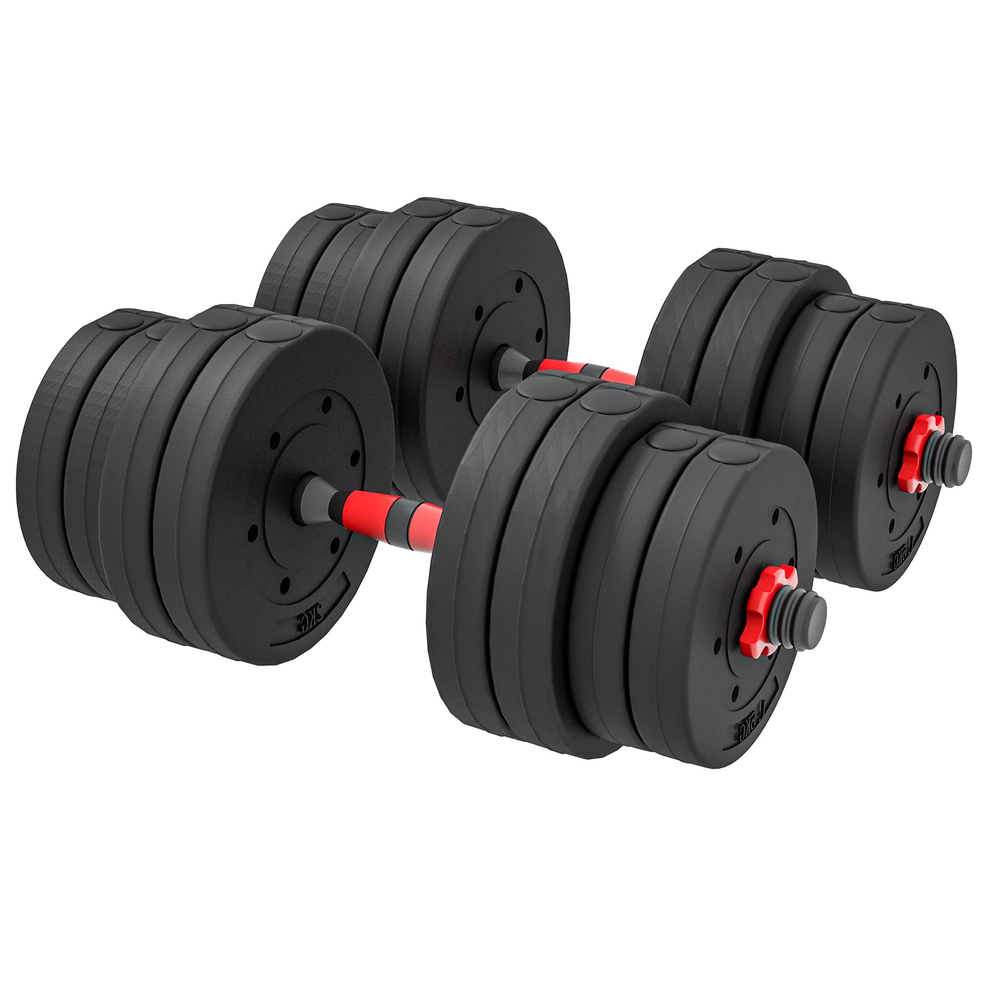 HOMCOM Ensemble d'haltères Courtes Total 30 Kg 2 en 1 poids réglable Barres incluses - entraînement Musculaire & haltérophilie