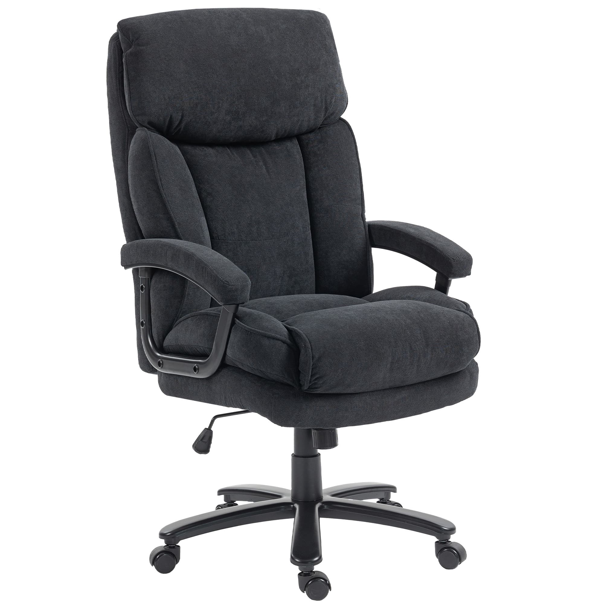 HOMCOM Fauteuil de direction ergonomique Chaise de bureau jusqu'à 200 kg aspect lin, dossier haut,