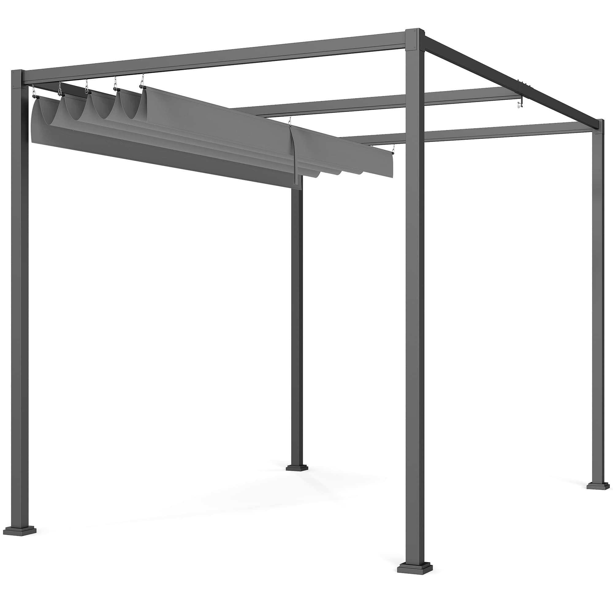 Outsunny Pergola bioclimatique rétractable 2,98x2,13x2,22 m structure métal époxy anticorrosion toile polyester haute densité 180 g/m2 incluse gris