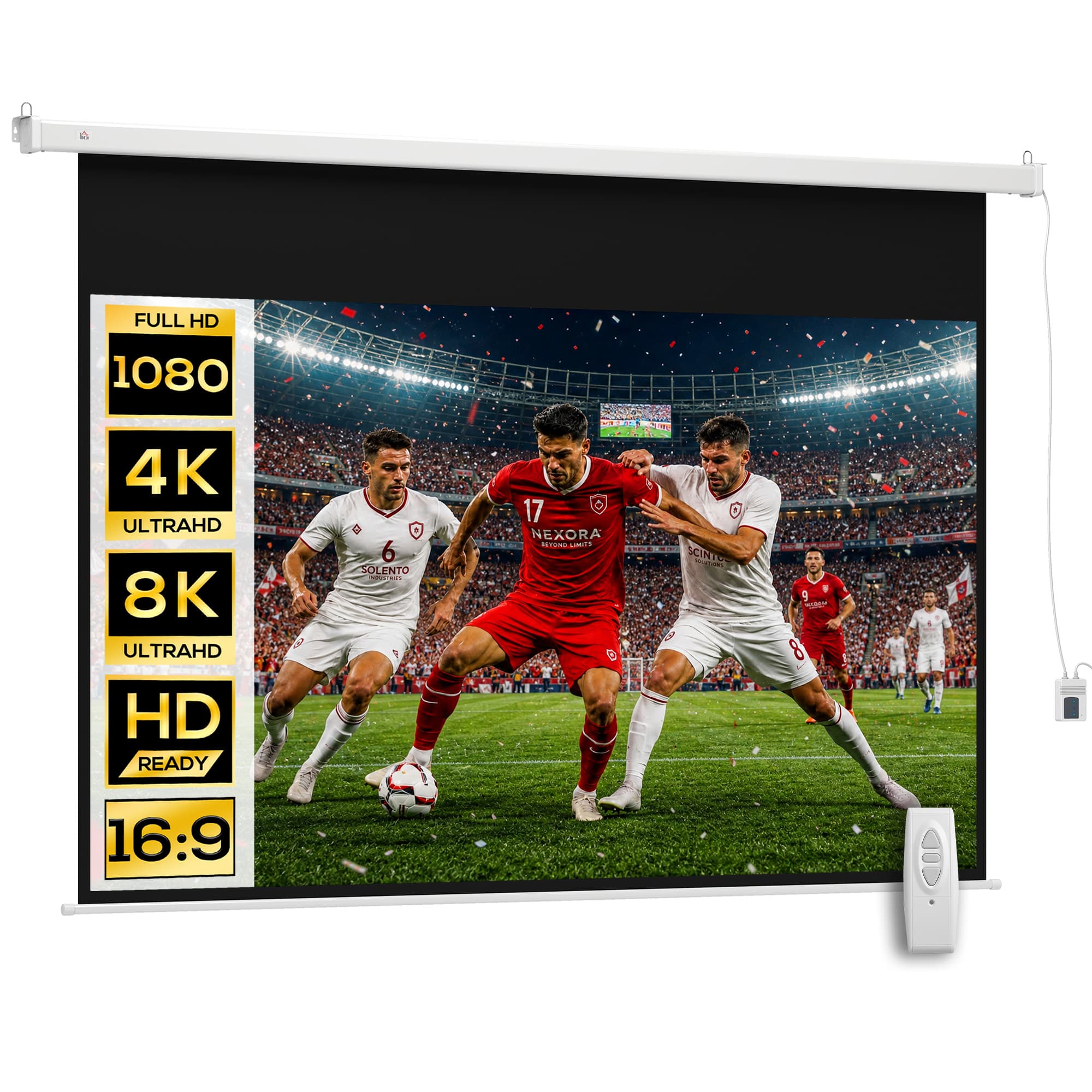 HOMCOM Écran de projection motorisé 100 pouces, 16:9 4K HD - mural avec télécommande