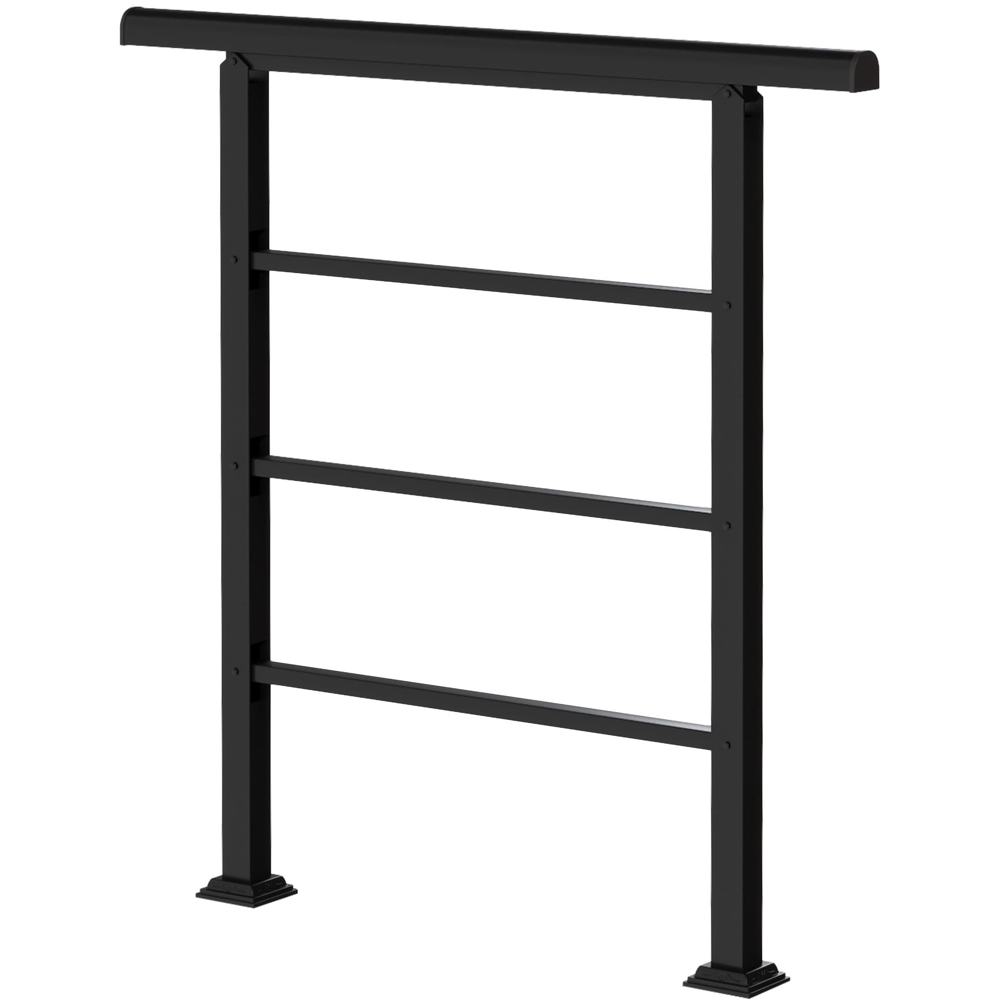 Outsunny Rampe d'Escalier Extérieure pour 1 à 3 Marches, Main Courante Escalier en Métal avec Kit d'Installation, Noir