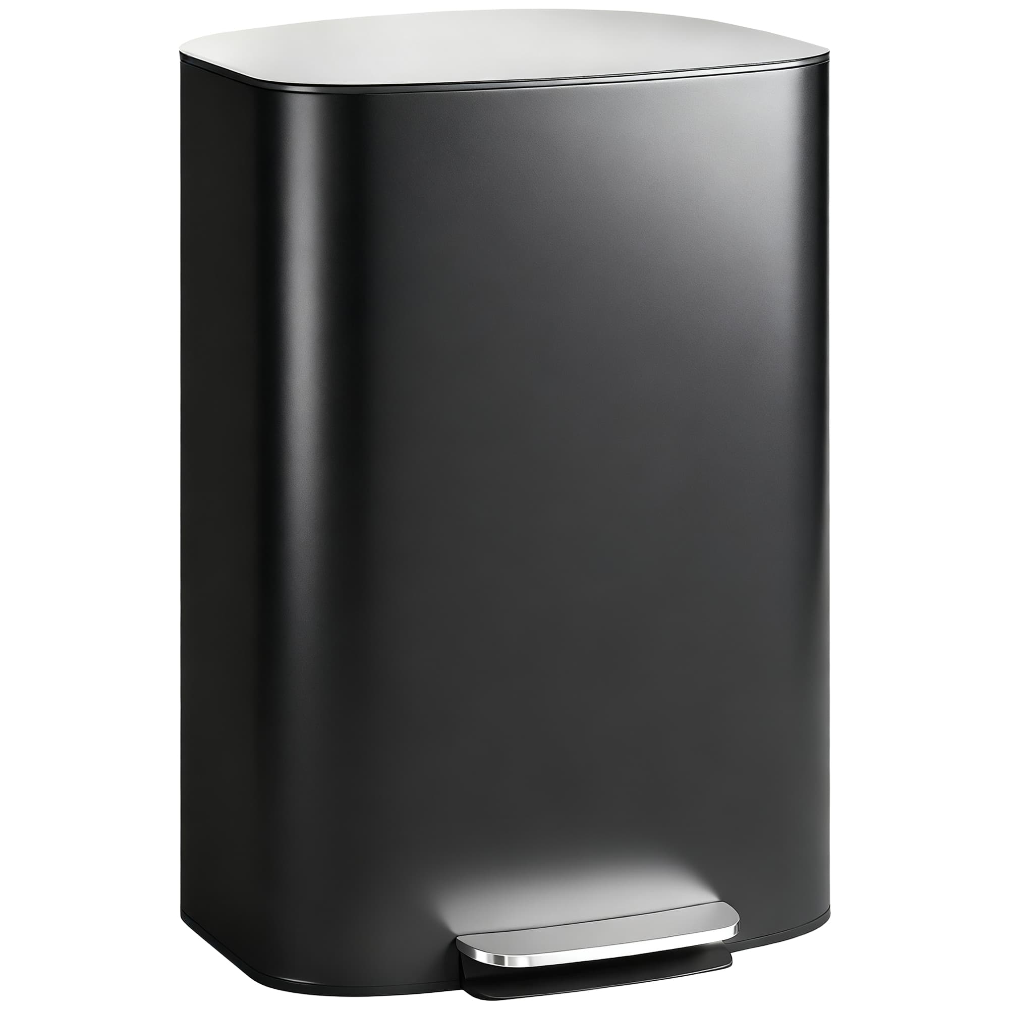 HOMCOM Poubelle cuisine 50L, poubelle à pédale, seau intérieur amovible, couvercle à fermeture douce, 45,1x36,5x62,6cm, noir