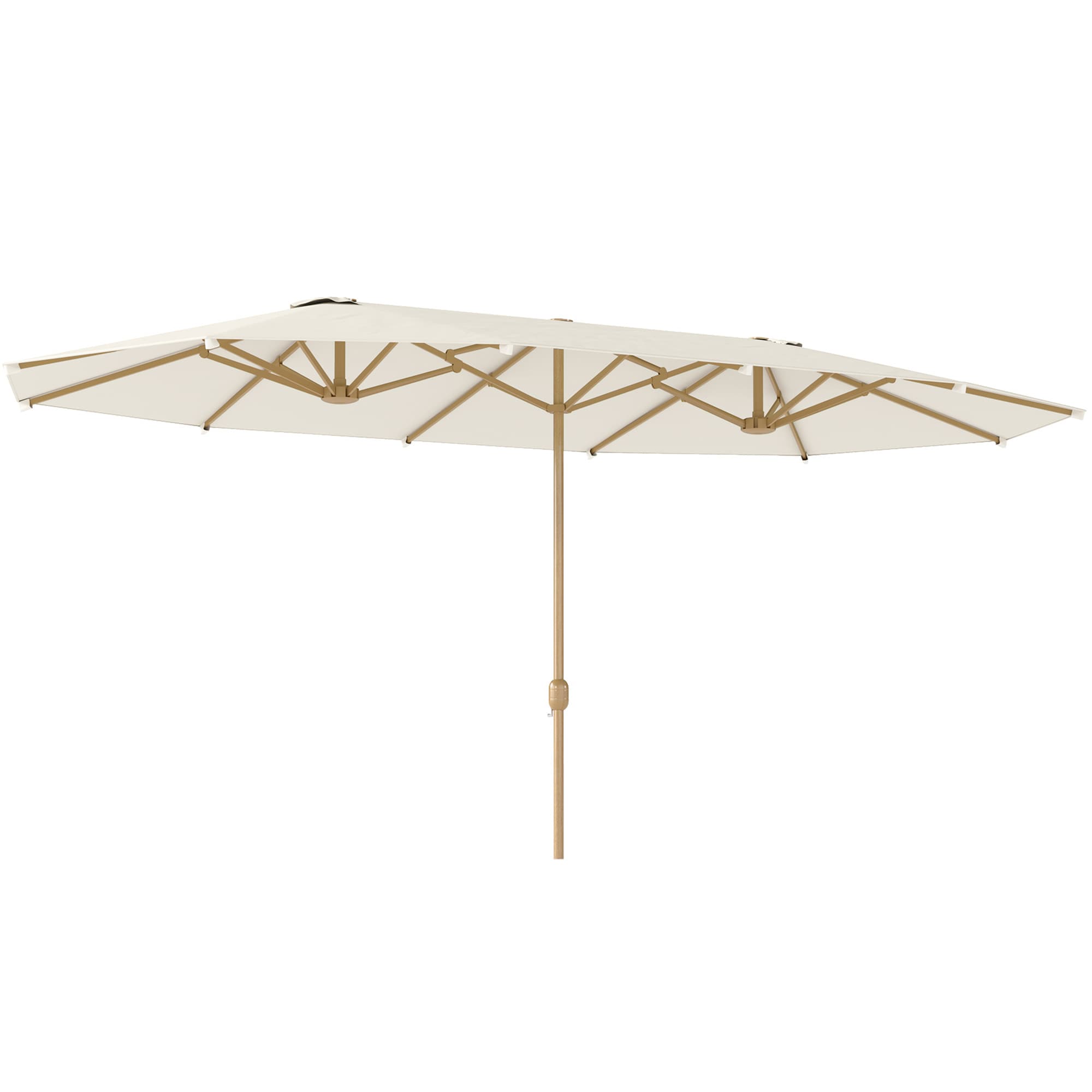 Outsunny Parasol de jardin double 455 x 265 cm rectangulaire, manivelle, poteau en acier, polyester 180g/m2, abri soleil UPF30+