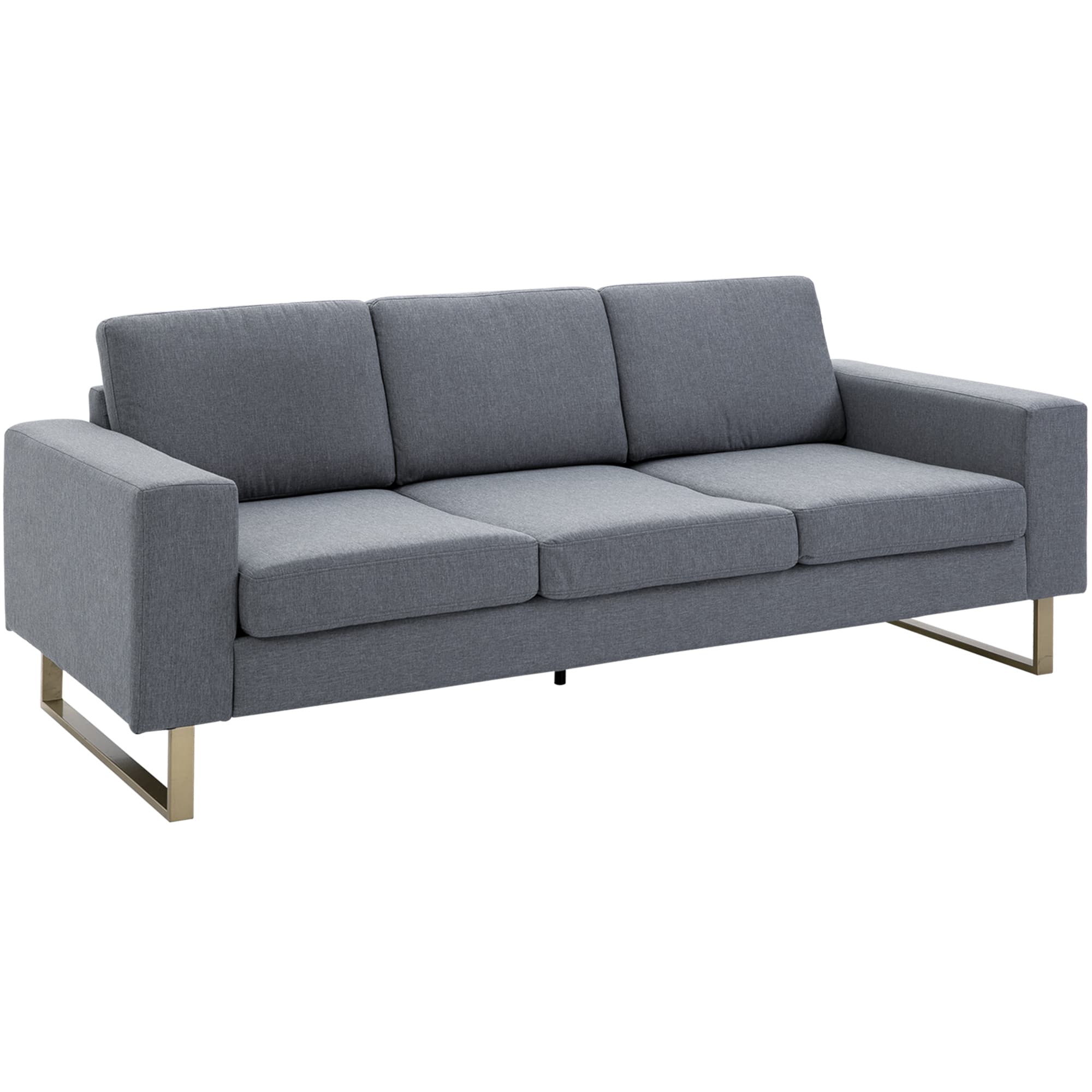 HOMCOM Canapé 3 Places Canapé de Salon Moderne 6 Coussins Accoudoirs Pieds en Métal Tissu de Chanvre 200 x 82 x 78 cm Gris Foncé