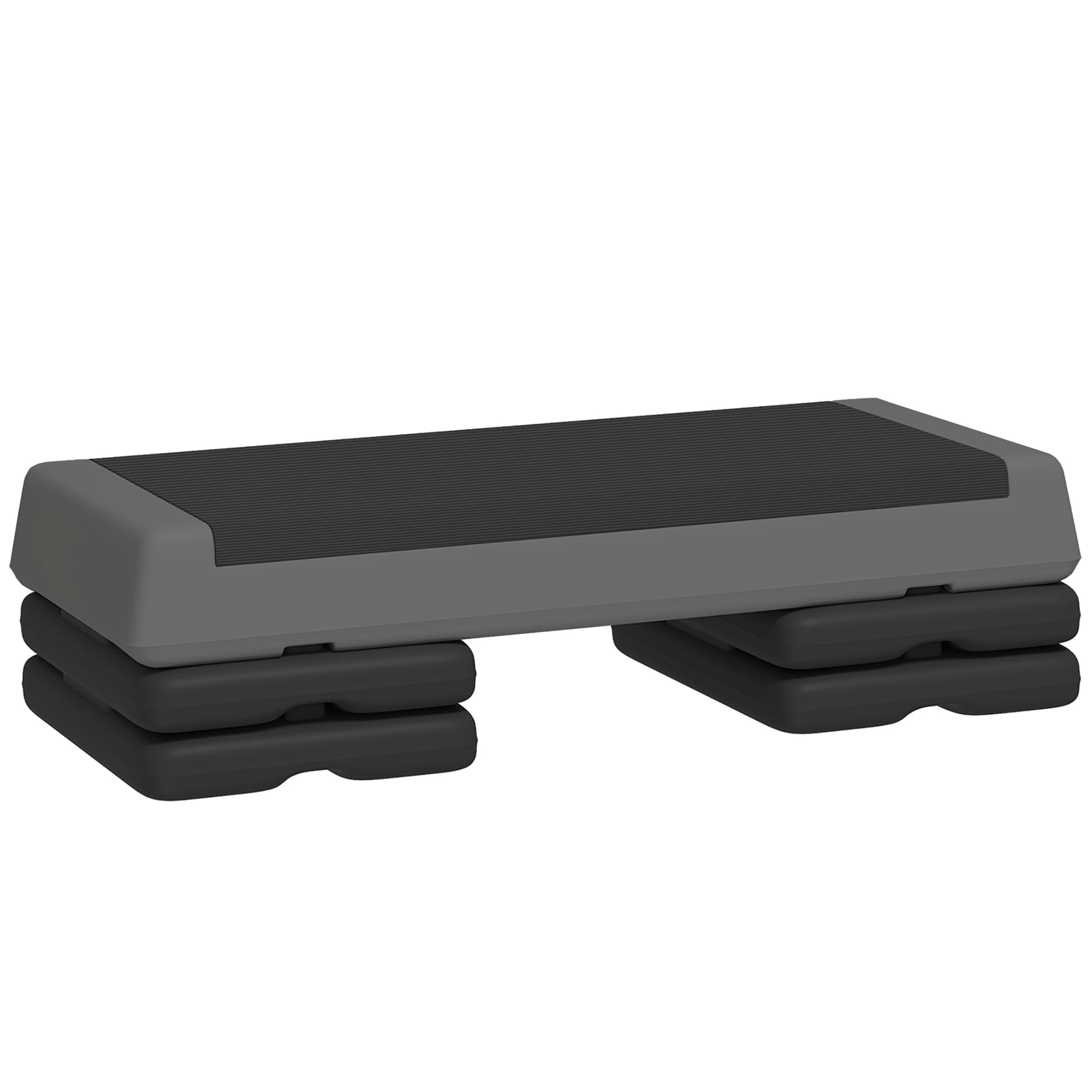 SPORTNOW Stepper Fitness Aérobic 3 Niveaux, Hauteur Réglable 10,5/15,5/20,5 cm, Surface Antidérapante, Capacité 250 kg, Gris