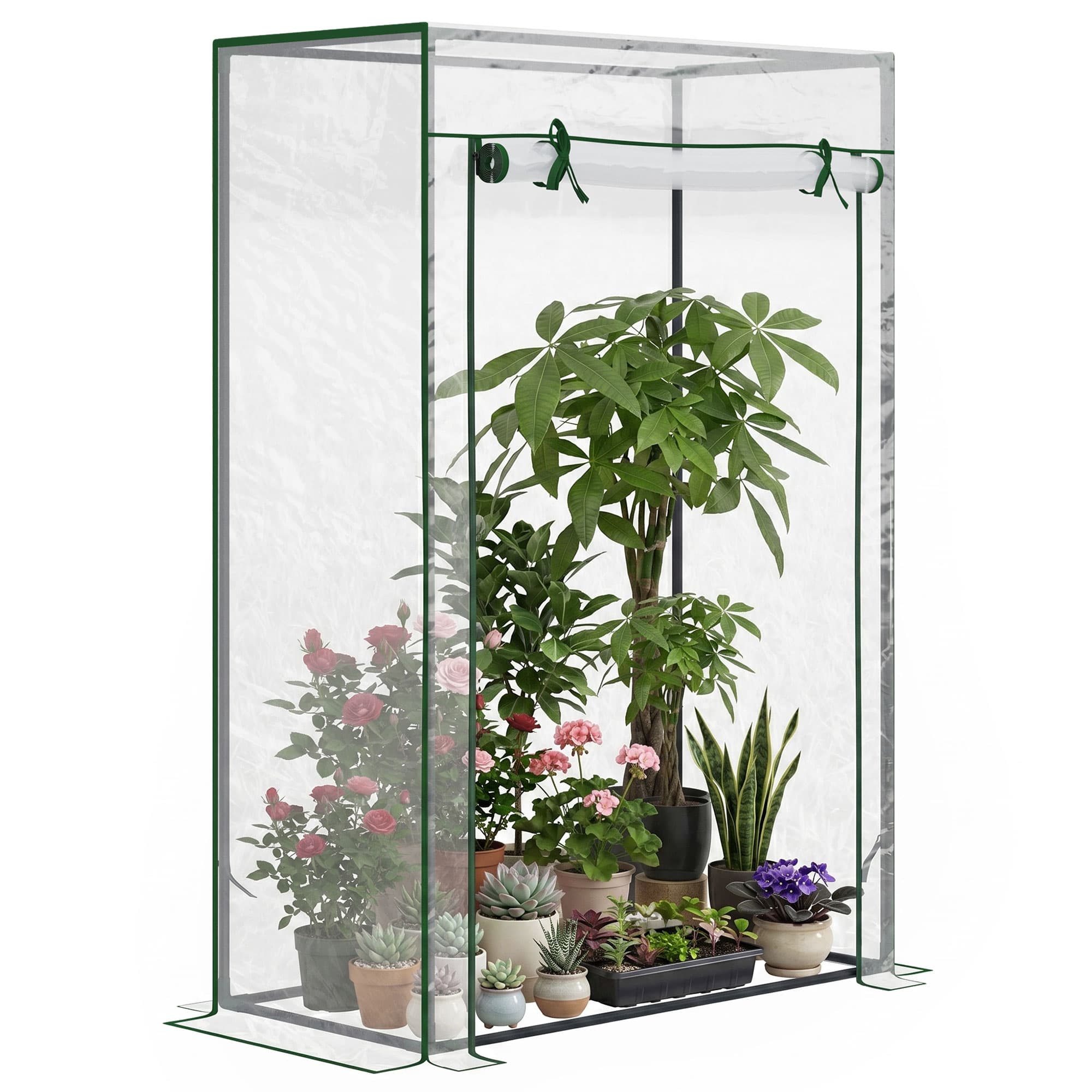 Outsunny Serre de Jardin Serre à tomates 1L x 0,5l x 1,5H m Porte zippée déroulante Acier thermolaqué PVC Haute densité 140 g/m2 Anti-UV