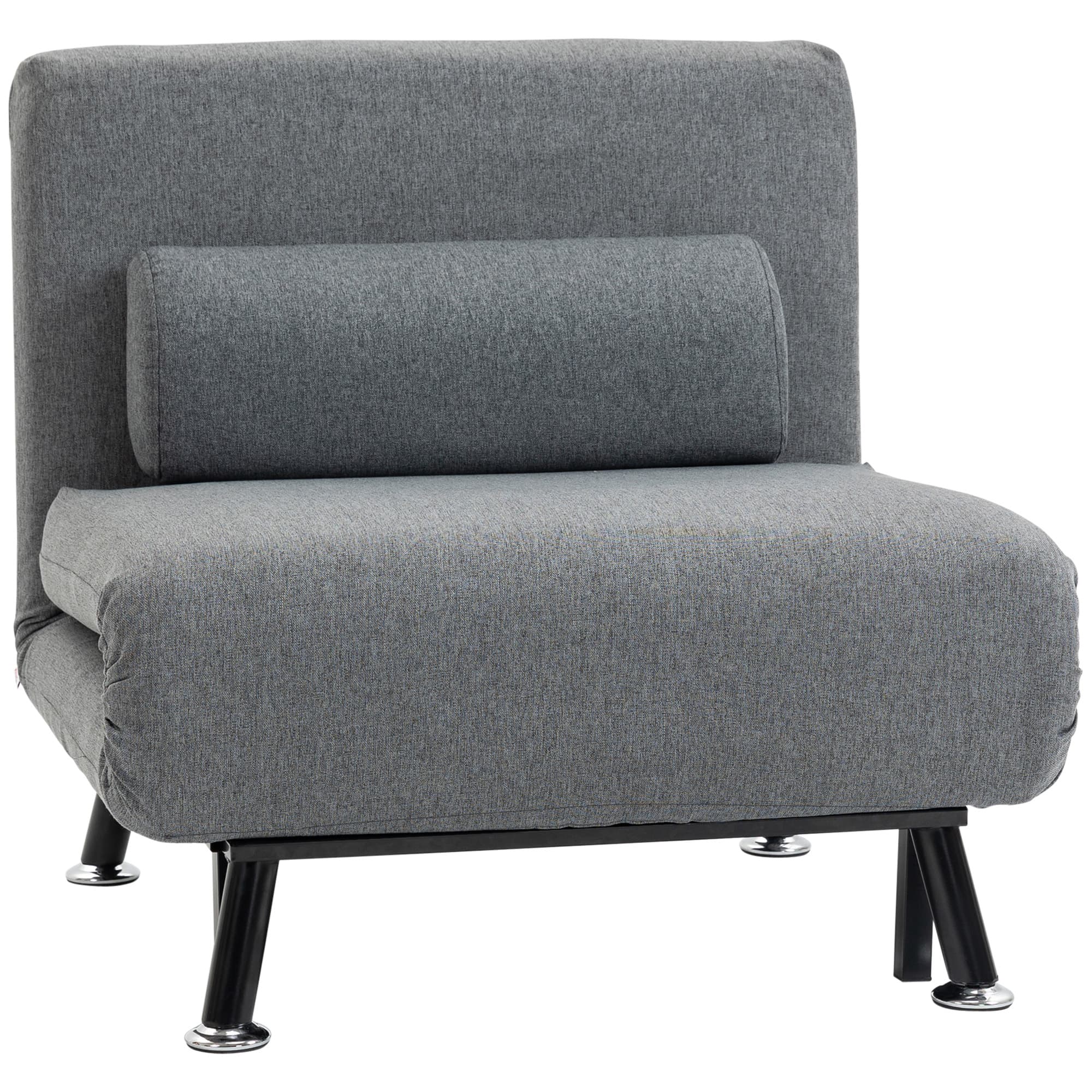 HOMCOM Fauteuil convertible 3 en 1 chauffeuse lit 1 place avec coussin gris