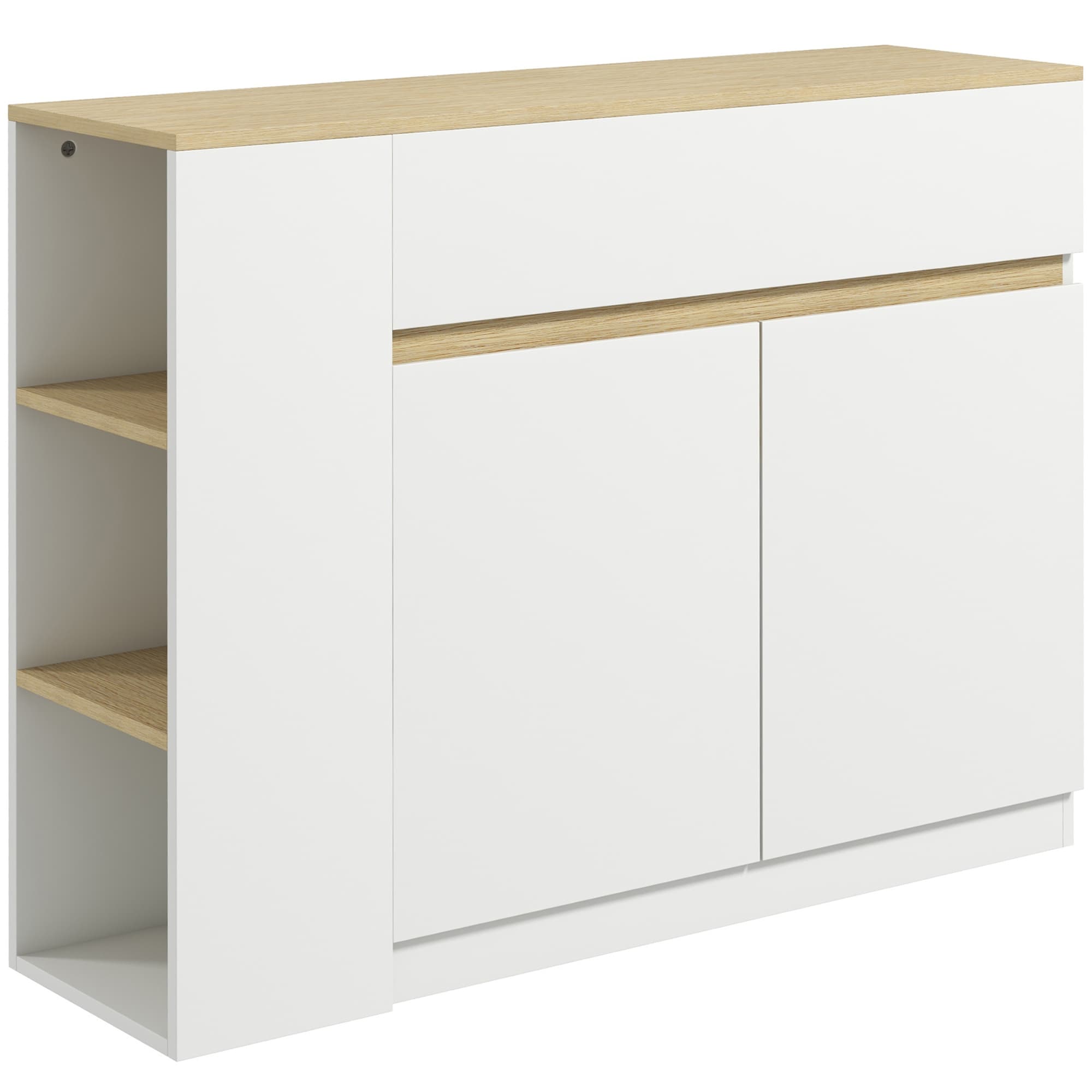 HOMCOM Buffet Blanc Moderne 2 Tiroirs 3 Étagères Placard 2 Portes pour Rangement Cuisine et Salon Aosom France
