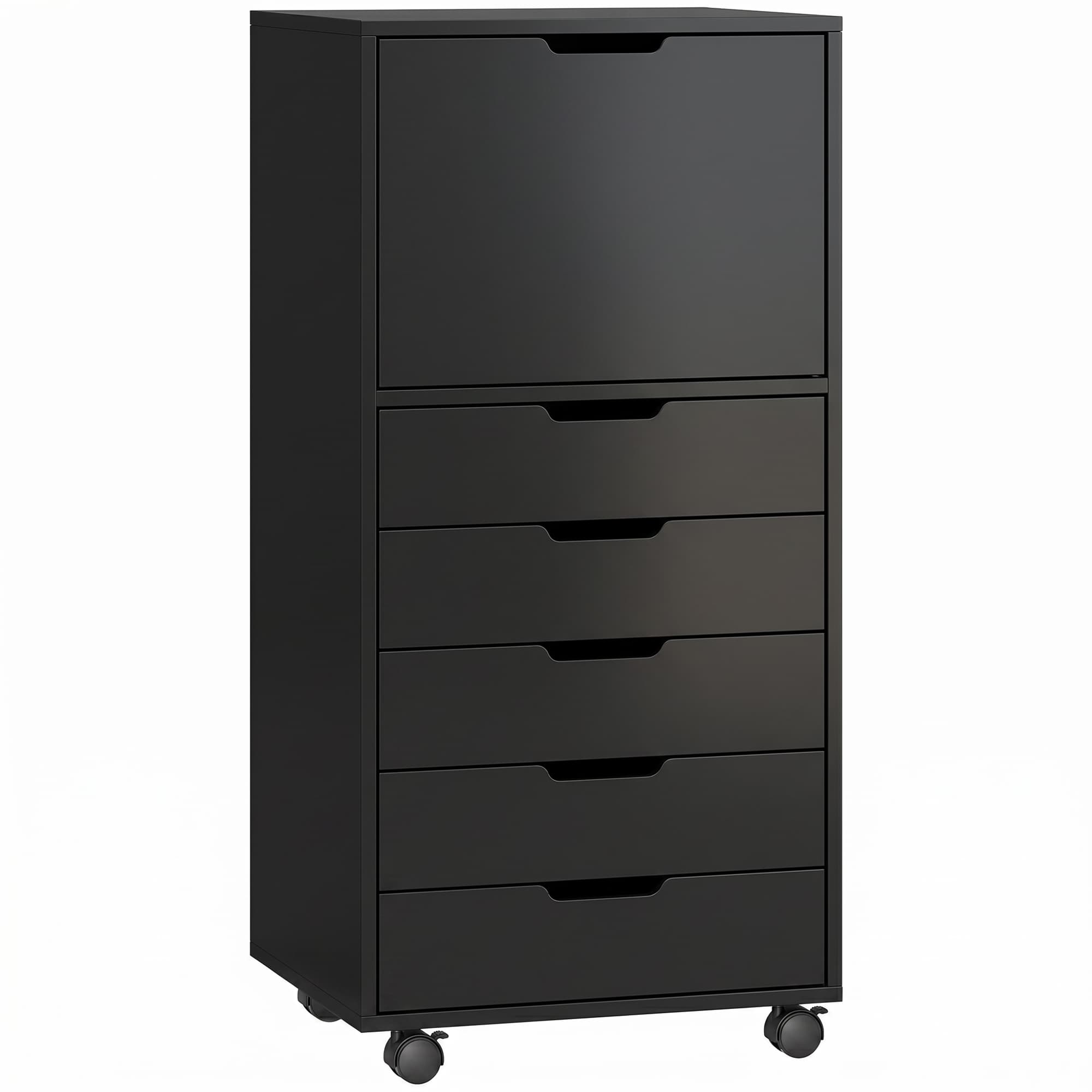 HOMCOM Meuble d'archivage pour imprimante avec 5 tiroirs et roulettes, Noir