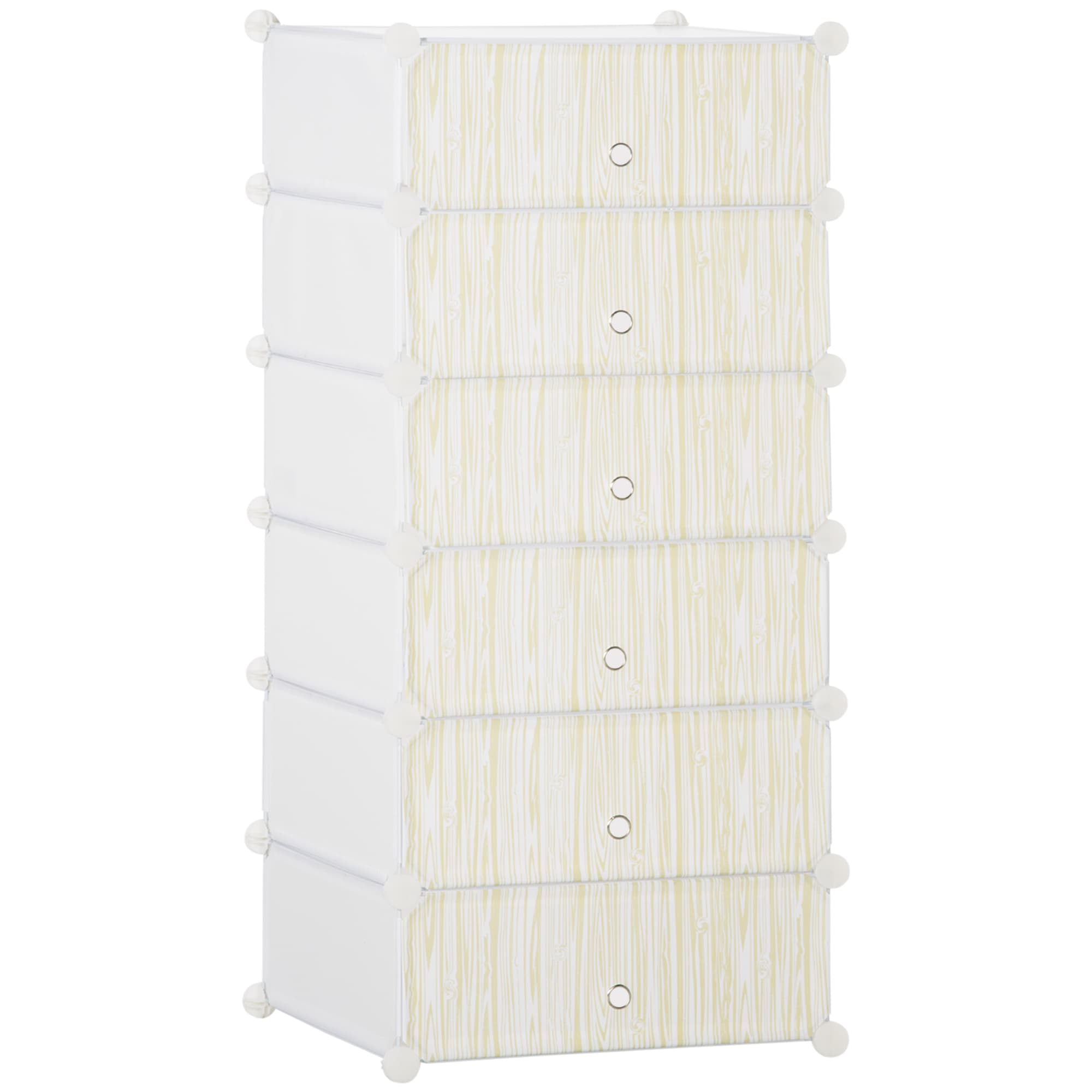 HOMCOM Armoire à chaussures modulable, meuble de rangement avec 6 cubes empilable en plastique, 49 x 36,5 x 108 cm blanc