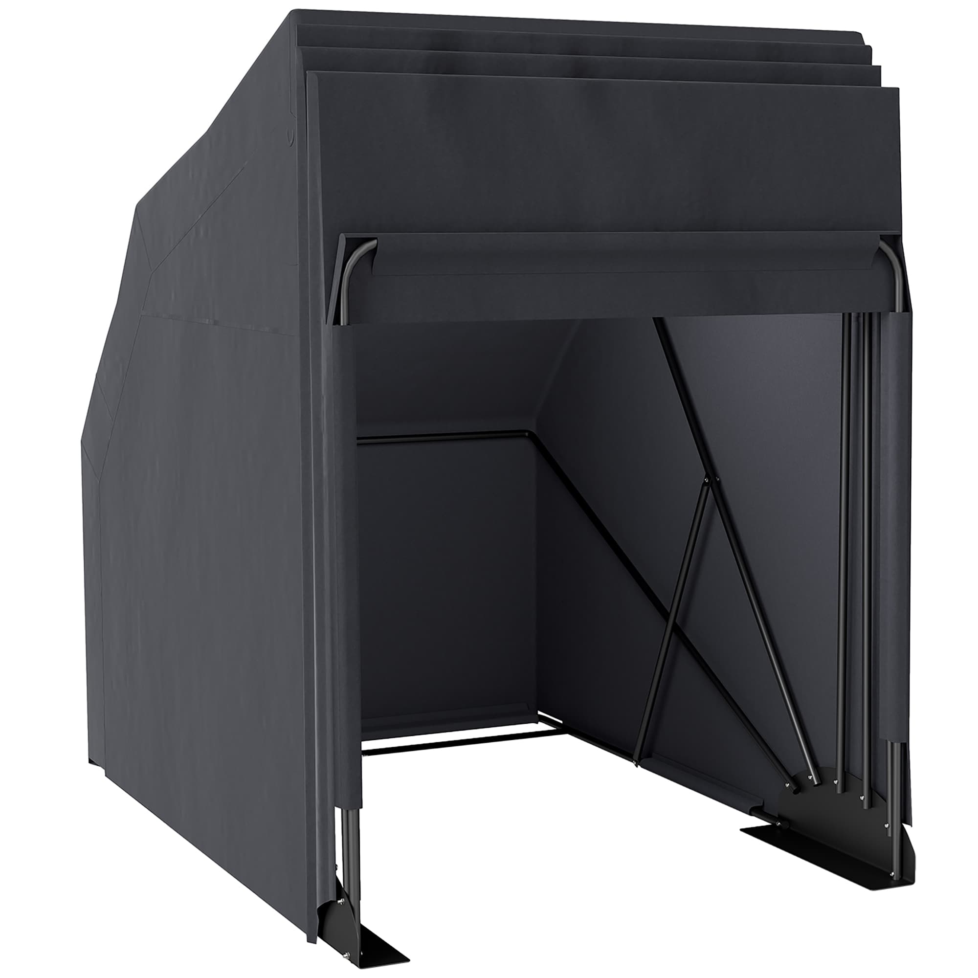 Outsunny Abri de moto extérieur tente à moto housse de protection en tissu Oxford, 2 fenêtres, 345 x 135 x 191 cm, noir
