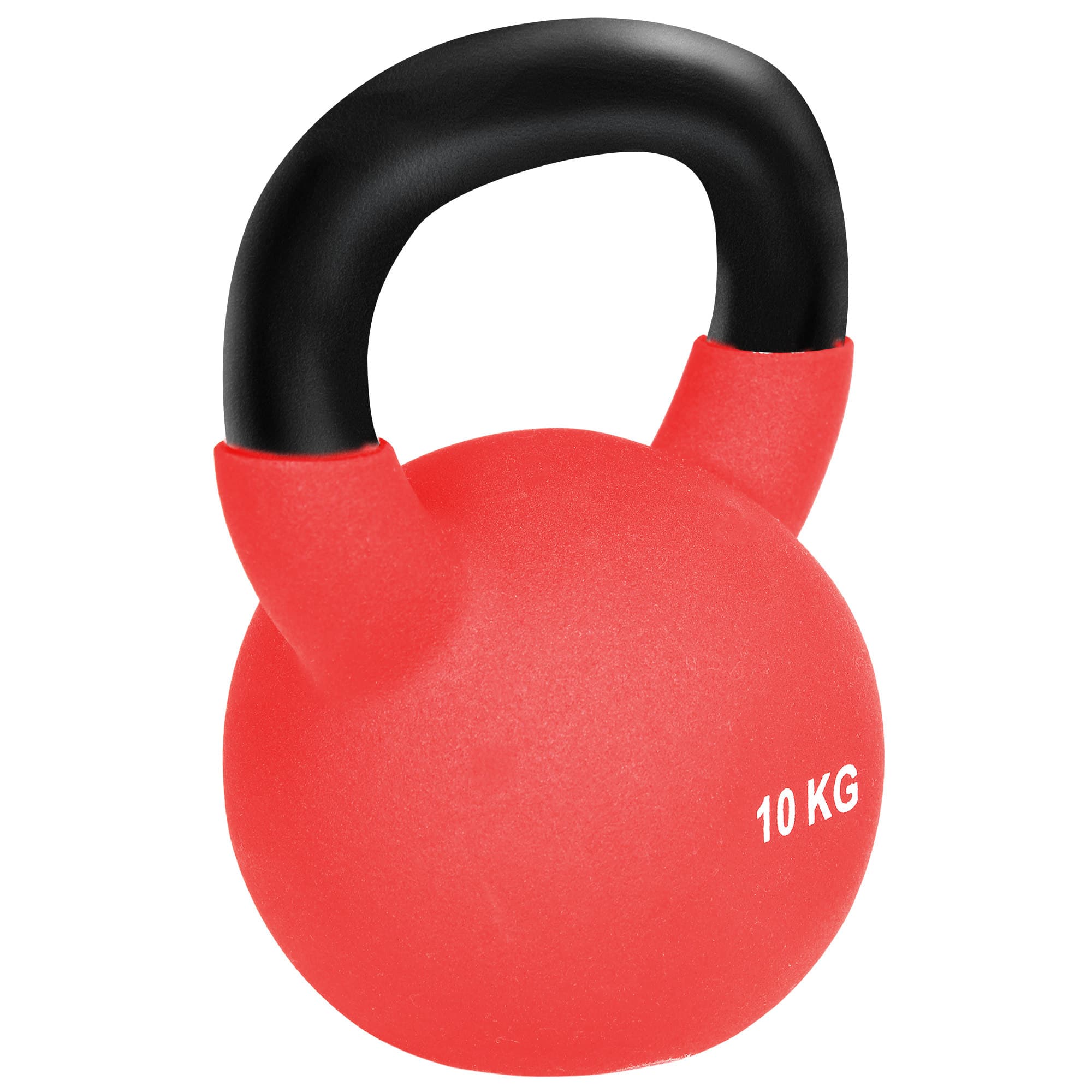 HOMCOM Kettlebell 10 kg en métal poids pour entraînements avec poignée antidérapante et fond plat 19x12x22cm rouge et noir