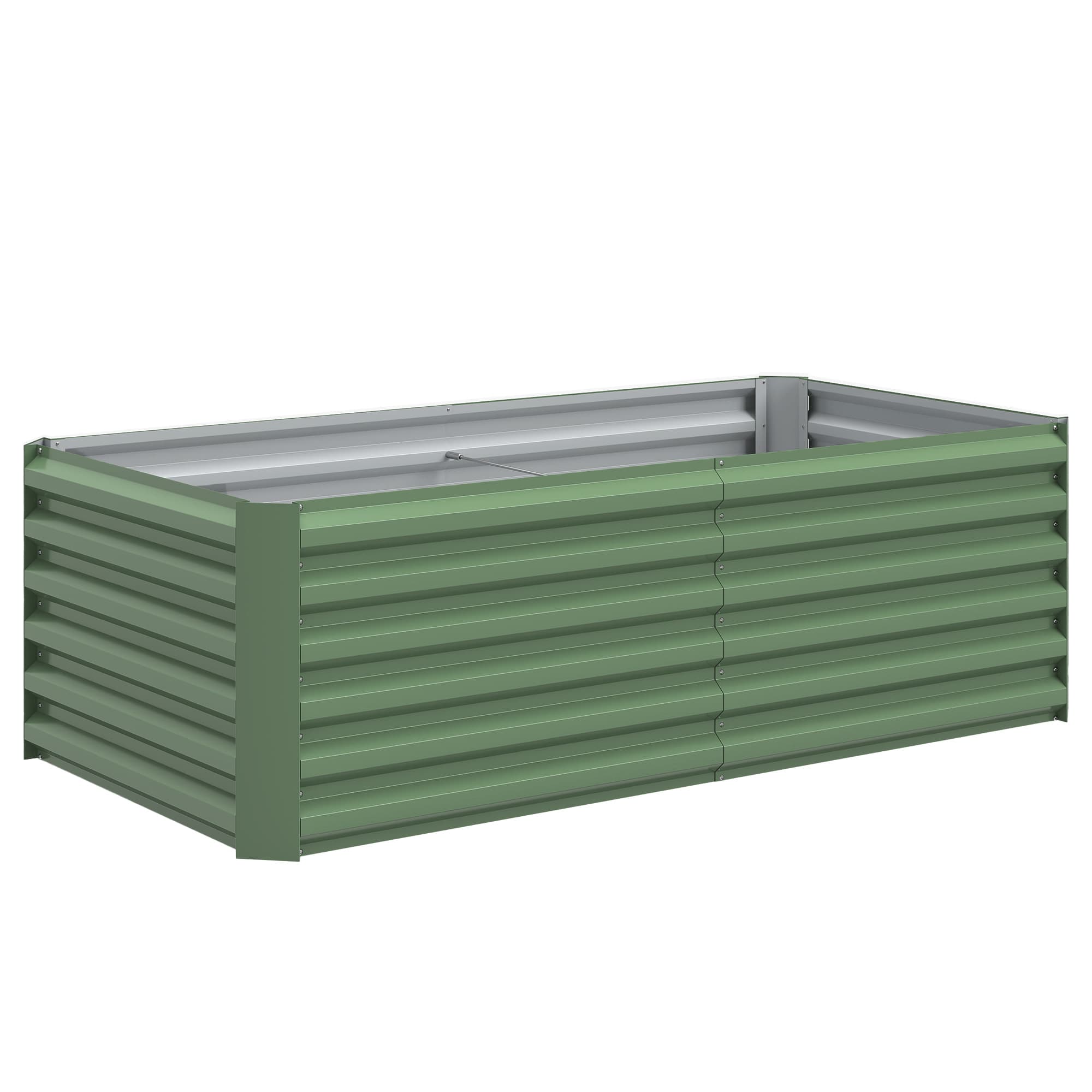 Outsunny Jardinière surélevée en acier galvanisé, lit de jardin avec fond ouvert, 180 x 90 x 57,5 cm, vert clair