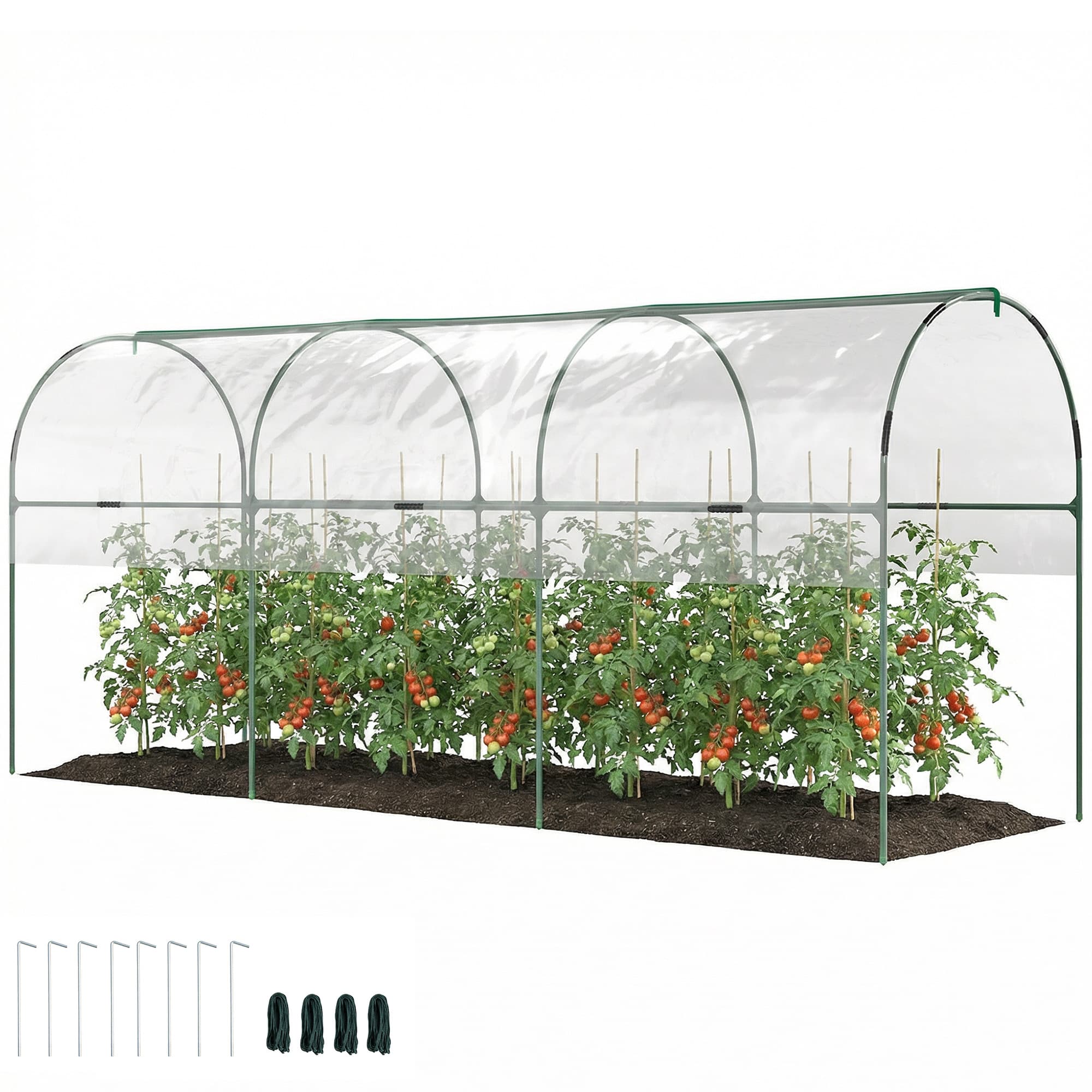 Outsunny Serre de jardin serre à tomates 4 arceaux en acier bâche en PVC 4 x 1,23 x 1,71 m vert