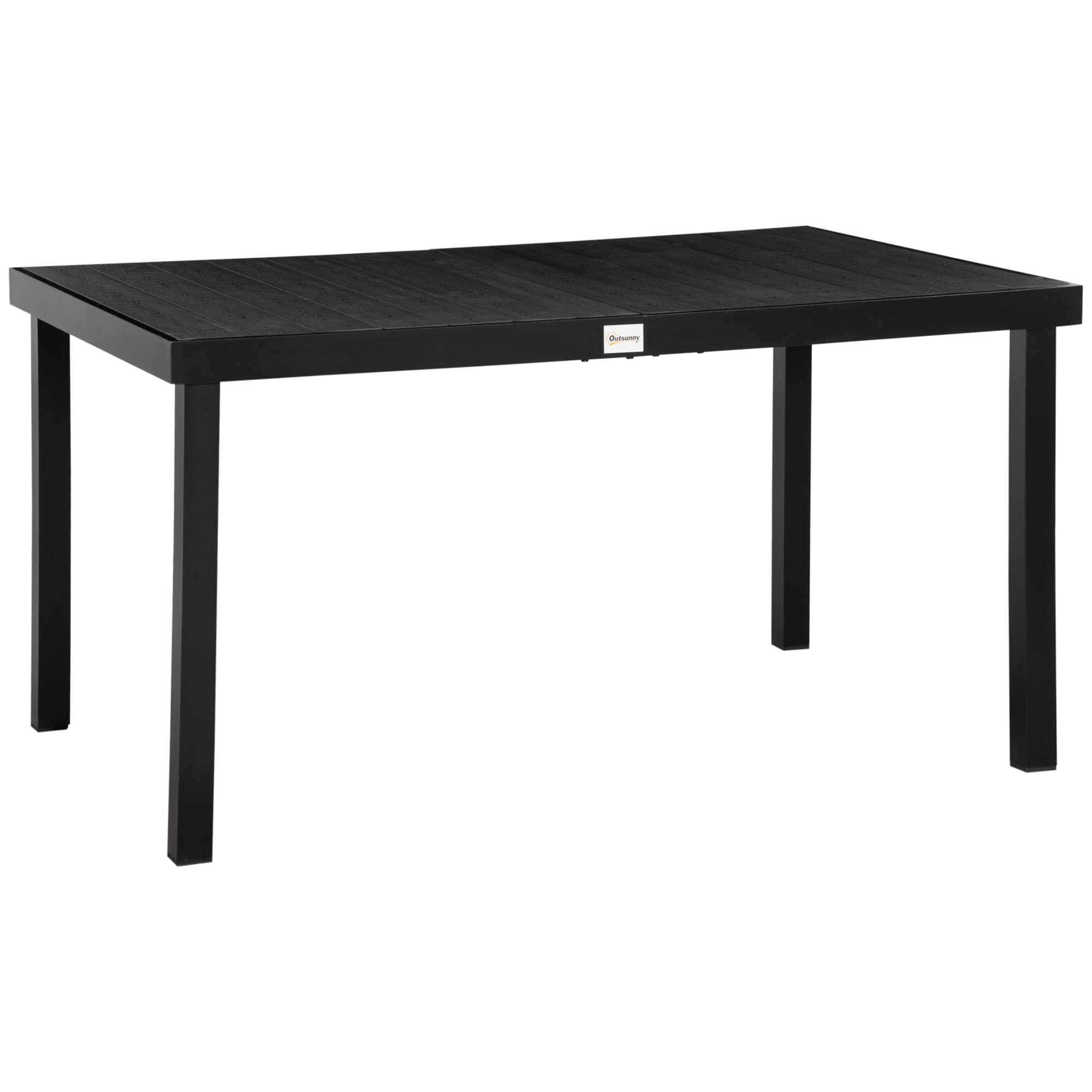 Outsunny Table à manger de jardin pour 6 personnes, en aluminium, 140 x 90 x 74 cm, aspect noir