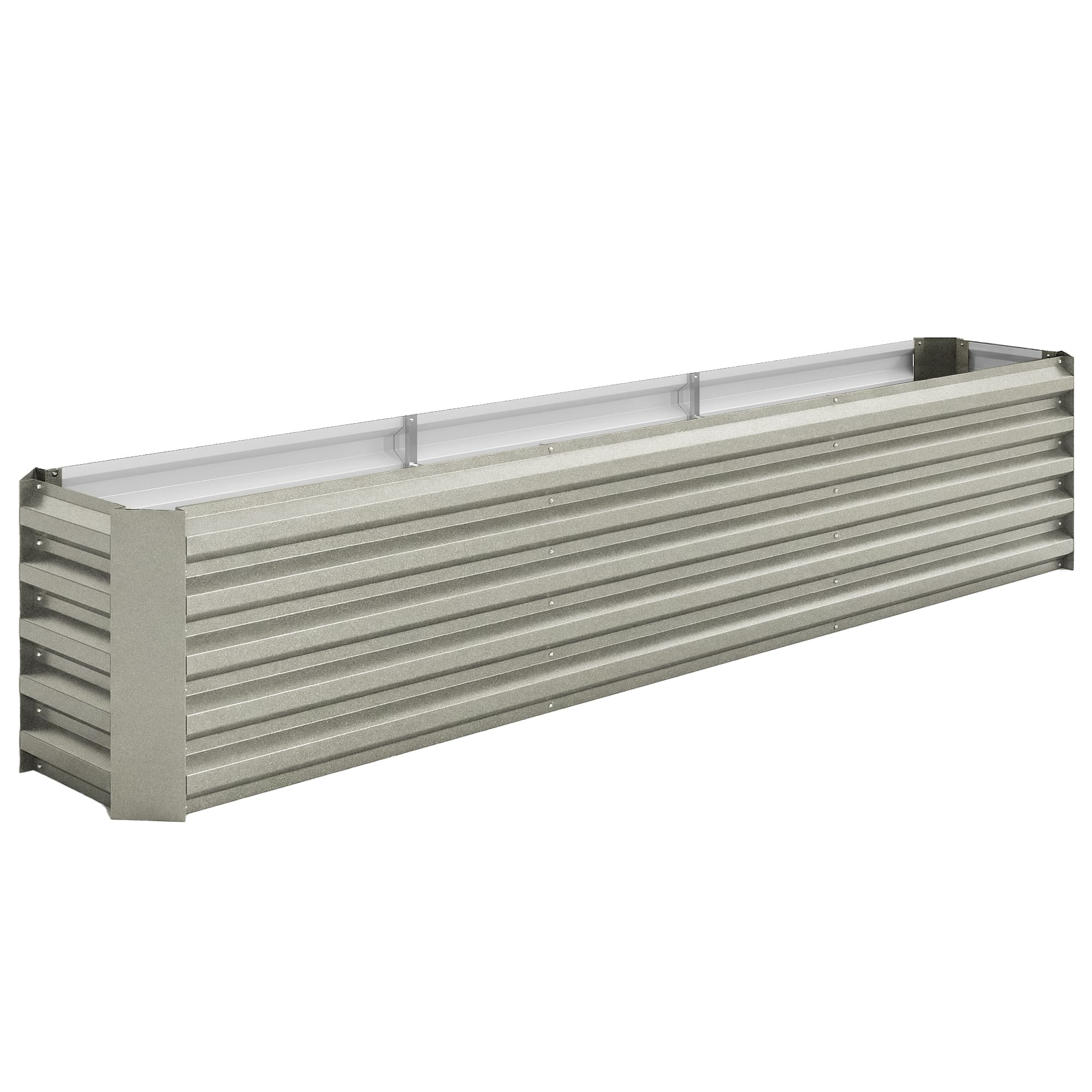 Outsunny Carré potager potager surélevé acier galvanisé barres de soutien et plaques d'angle fond ouvert 240x40x45cm gris argenté