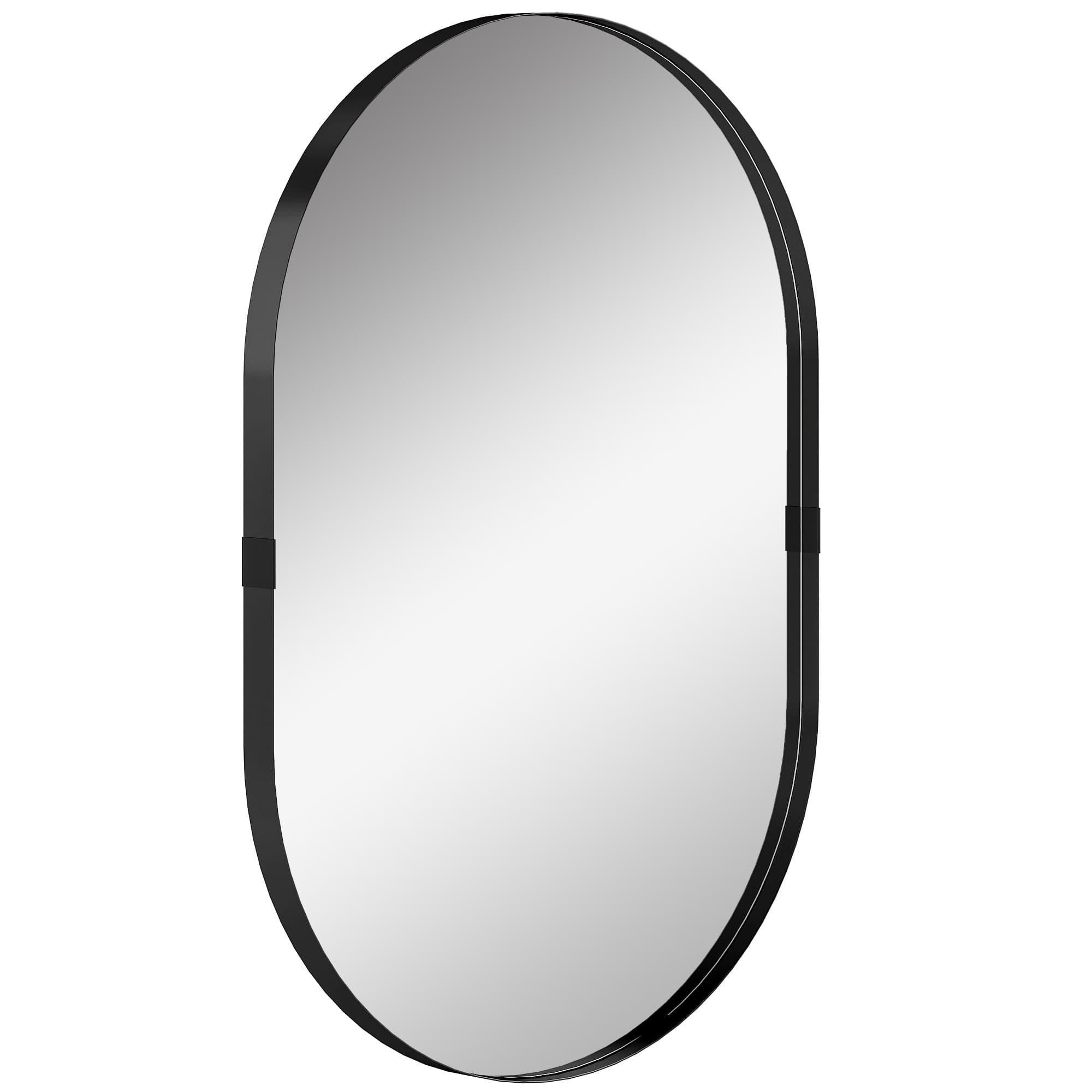 HOMCOM Miroir mural, miroir décoratif 60 x 90 cm en verre trempé et cadre en aluminium, pour chambre, salon, couloir, noir
