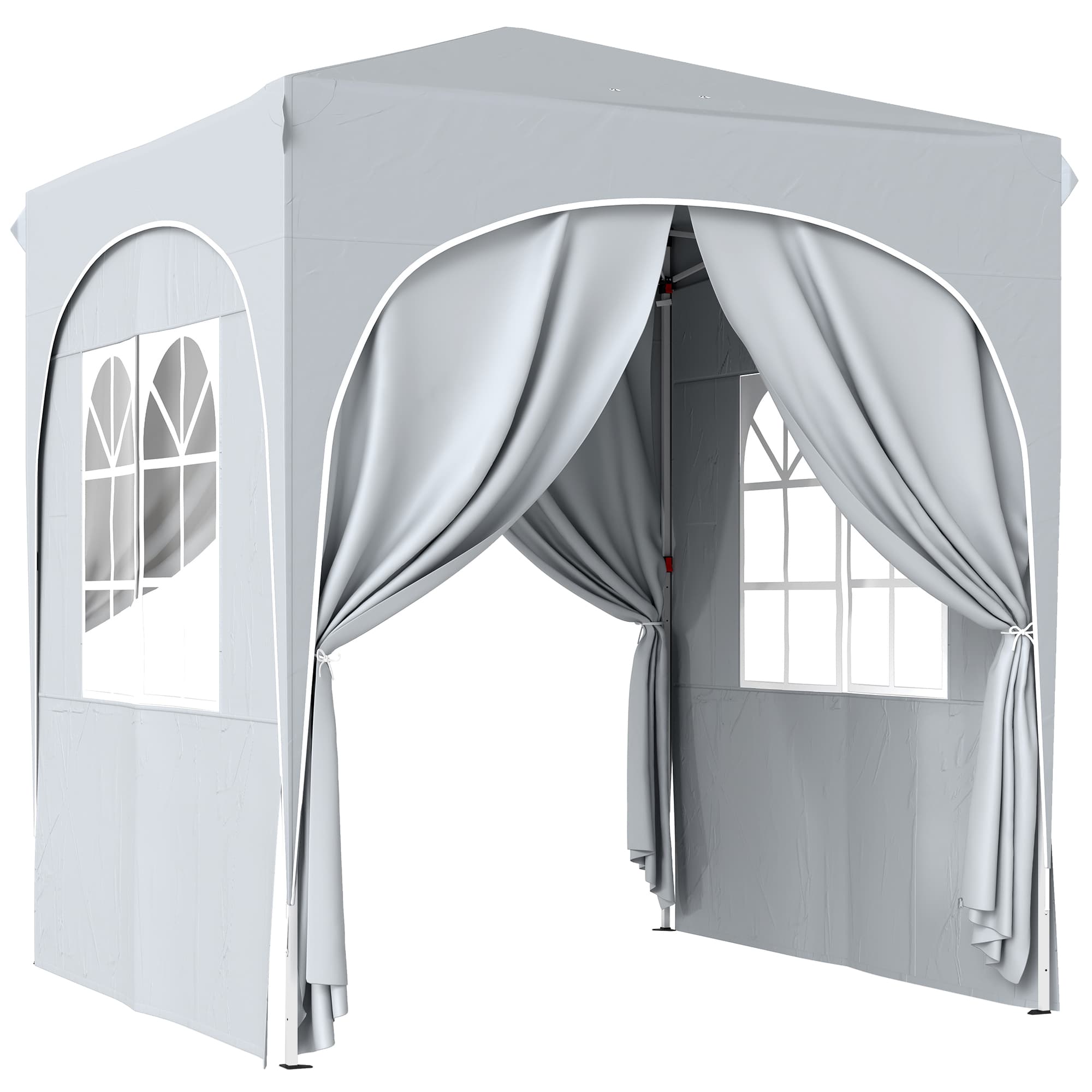 Outsunny Tonnelle de jardin 2 x 2 m pop up tente pliante réglable hauteur protection UV50+ 4 parois latérales sac gris clair