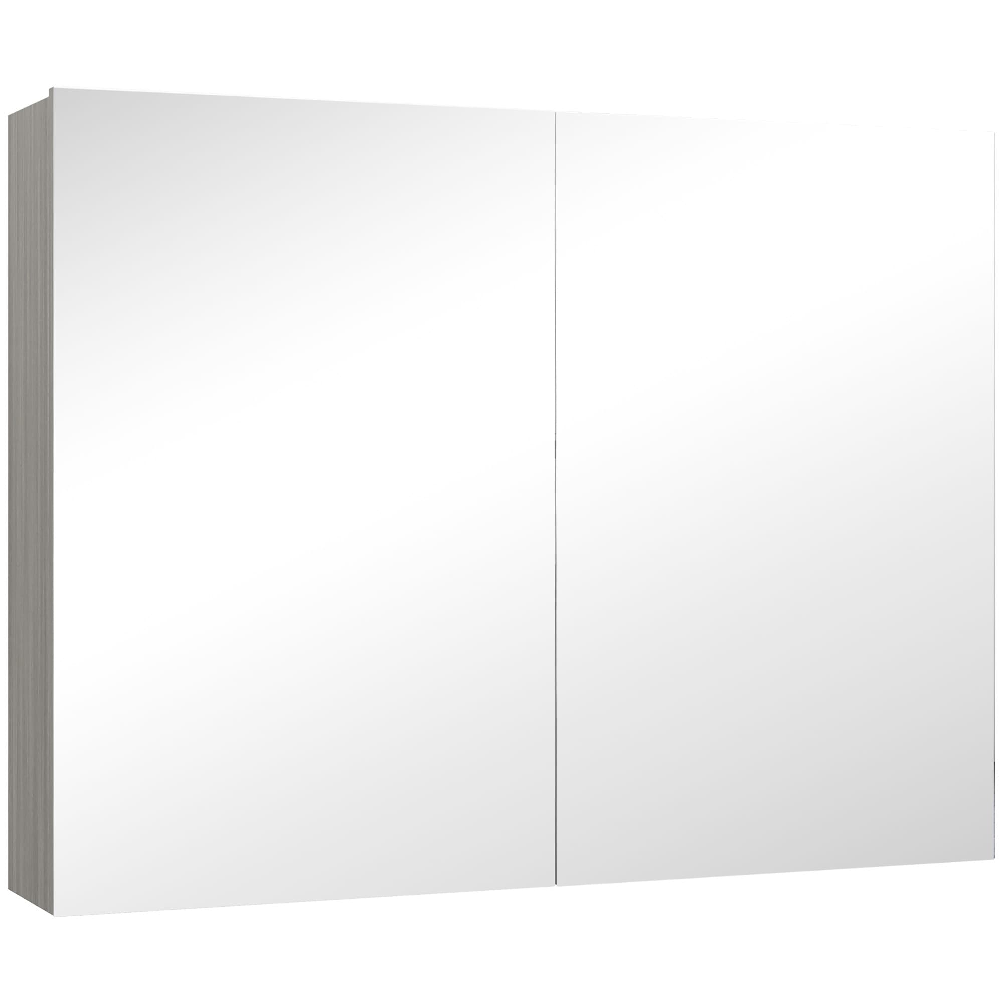 HOMCOM Armoire murale salle de bain avec miroir, meuble salle de bain, double portes et étagères réglables, 80x15x60cm, gris