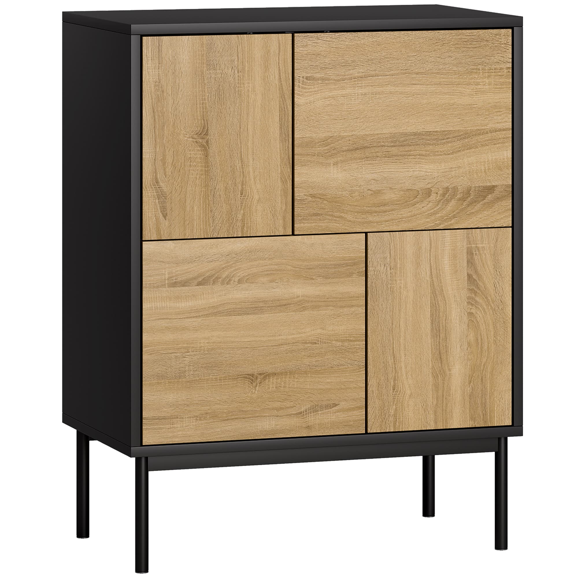 HOMCOM Buffet salon meuble de rangement armoire de cuisine portes à pousser et 4 placards style moderne 60 x 35 x 78 cm, noir