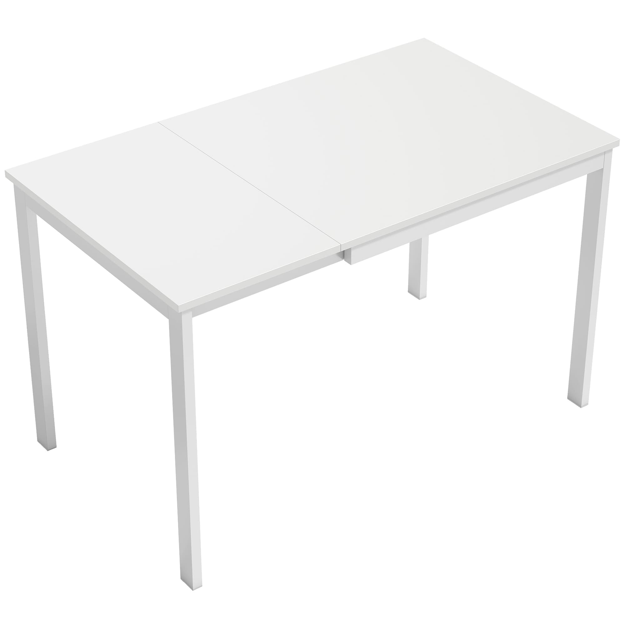 HOMCOM Table à manger extensible 80-120 cm pour 4 à 6 personnes, table de cuisine avec extension coulissante, blanc
