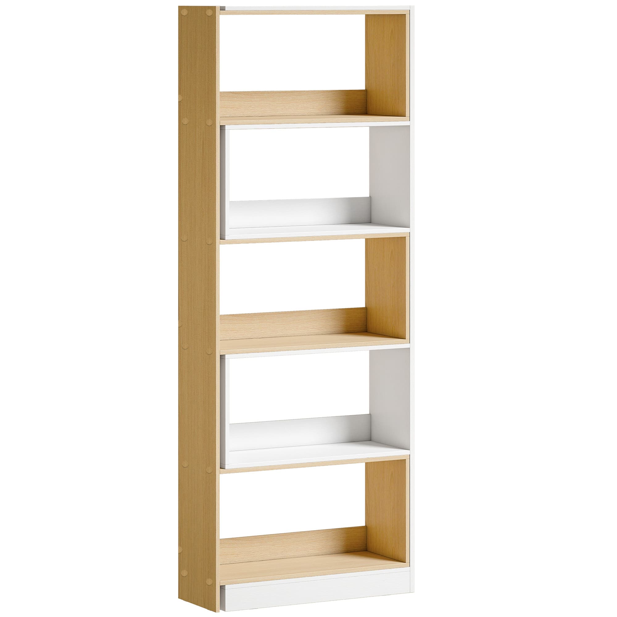 HOMCOM Bibliothèque d'angle rotative 350° à 5 niveaux, étagère de rangement extensible en forme L, 60-111x24x164cm, chêne