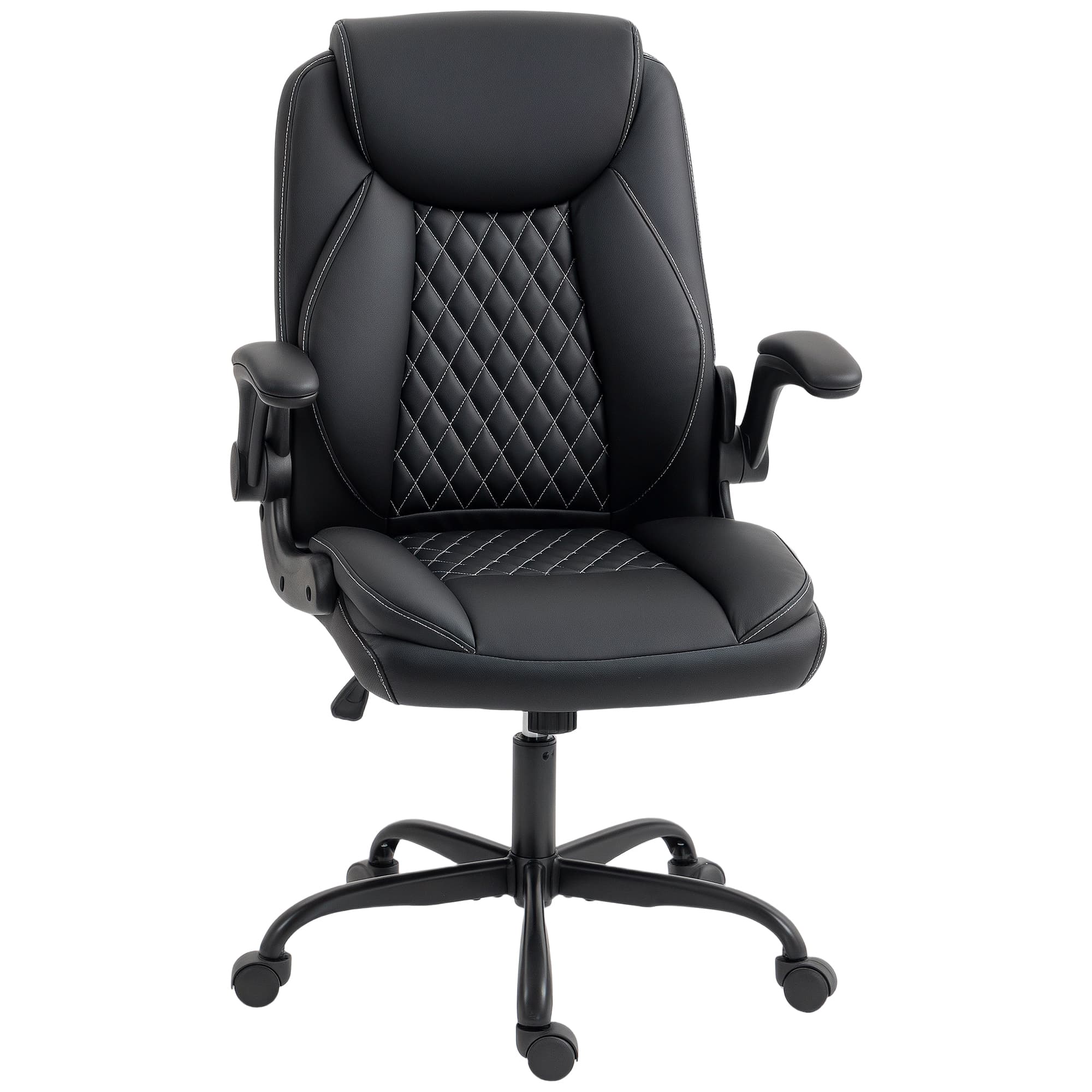 HOMCOM Fauteuil de bureau, chaise bureau ergonomique avec accoudoirs relevables, hauteur réglable, fonction de bascule, noir