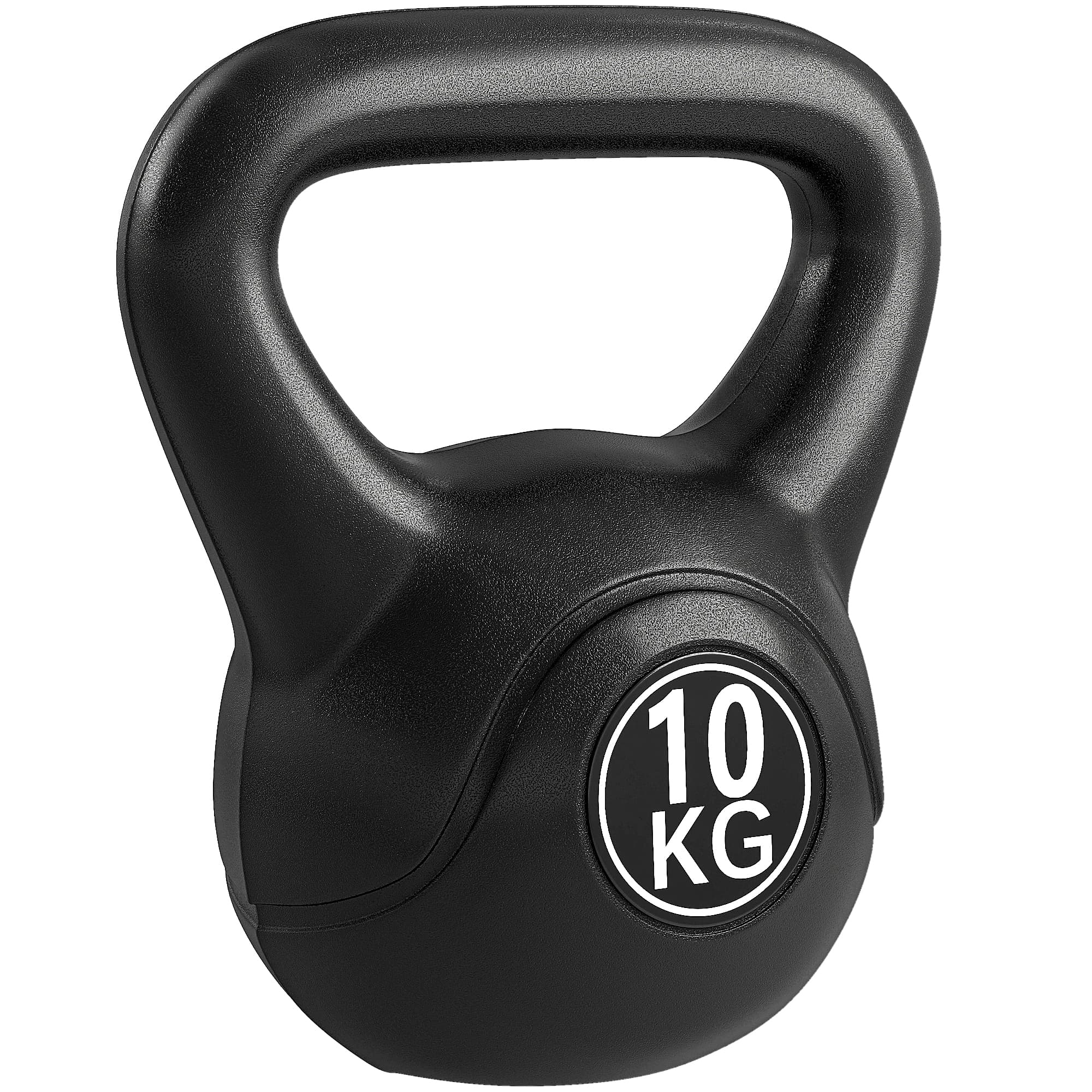 HOMCOM Kettlebell 10 kg, haltère avec poignée ergonomique, haltère à boule, musculation, entraînement, 25 x 19 x 28 cm noir