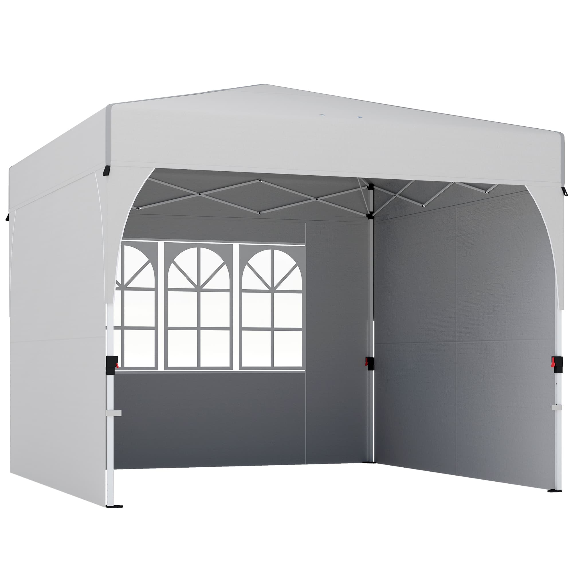 Outsunny Tonnelle de jardin 3 x 3 m pop up, tonnelle pliante réglable en hauteur, protection UV50+, 3 parois latérales, crème