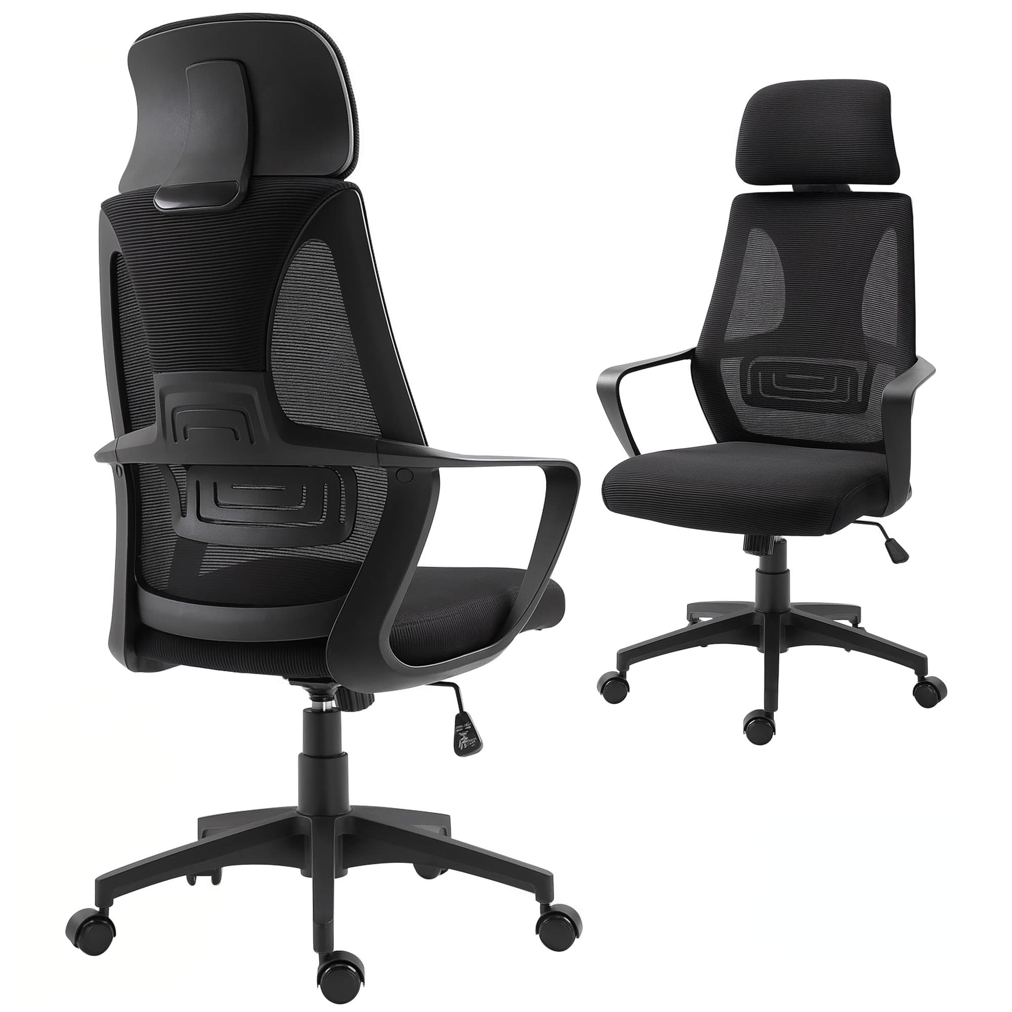 Vinsetto Chaise bureau ergonomique, fauteuil de bureau en maille, appui-tête, hauteur réglable, 64 x 55 x 116-126 cm, noir