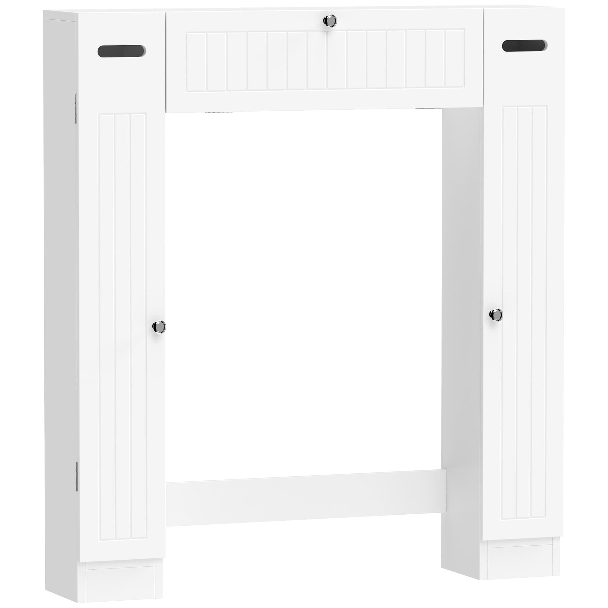 HOMCOM Meuble WC dessus de toilette avec 2 placards, tiroir basculant, porte-papier et étagères réglables, blanc