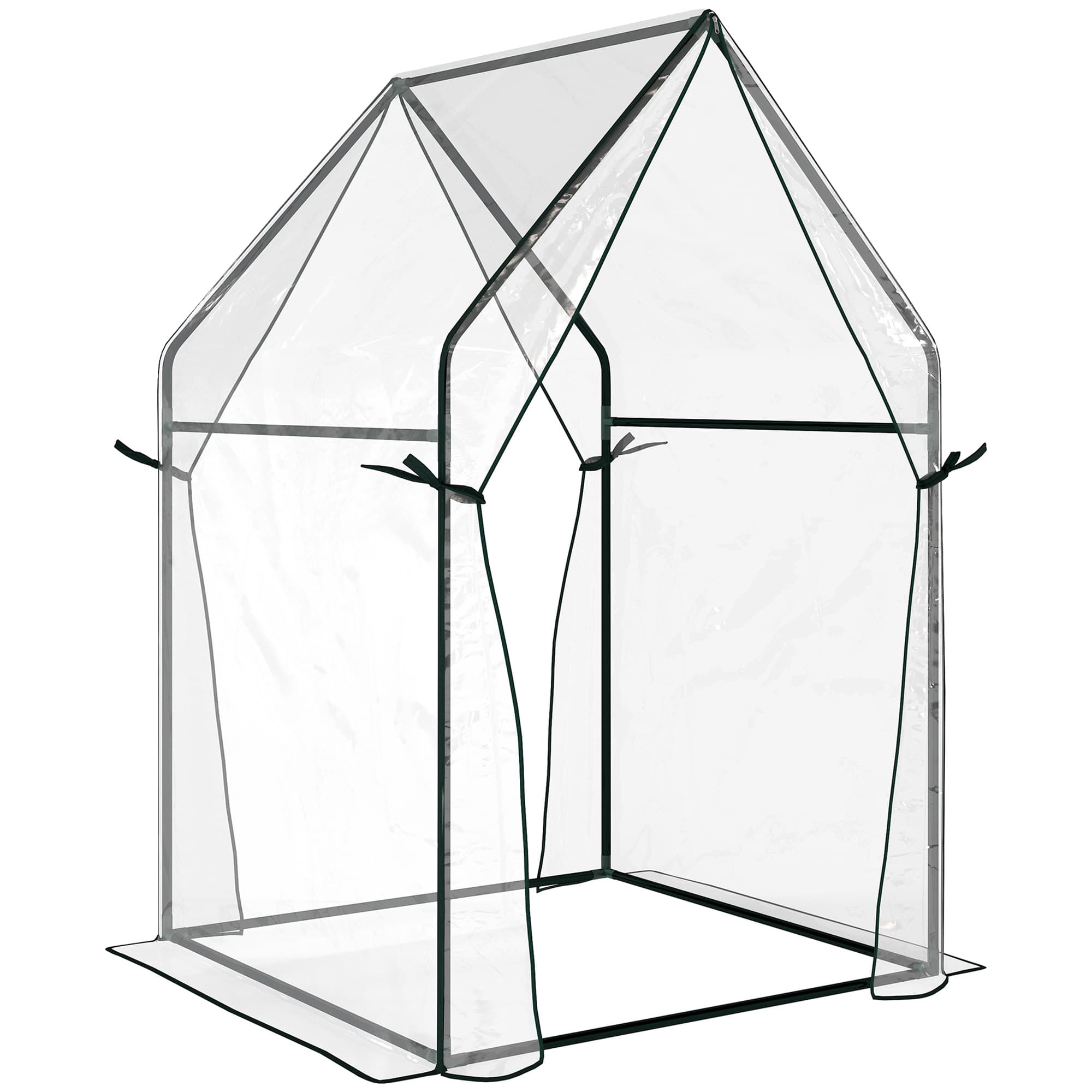 Outsunny Serre de jardin Serre à Tomate Serre de balcon résistante aux UV avec 2 portes zippées, dim. 90 x 90 x 145cm