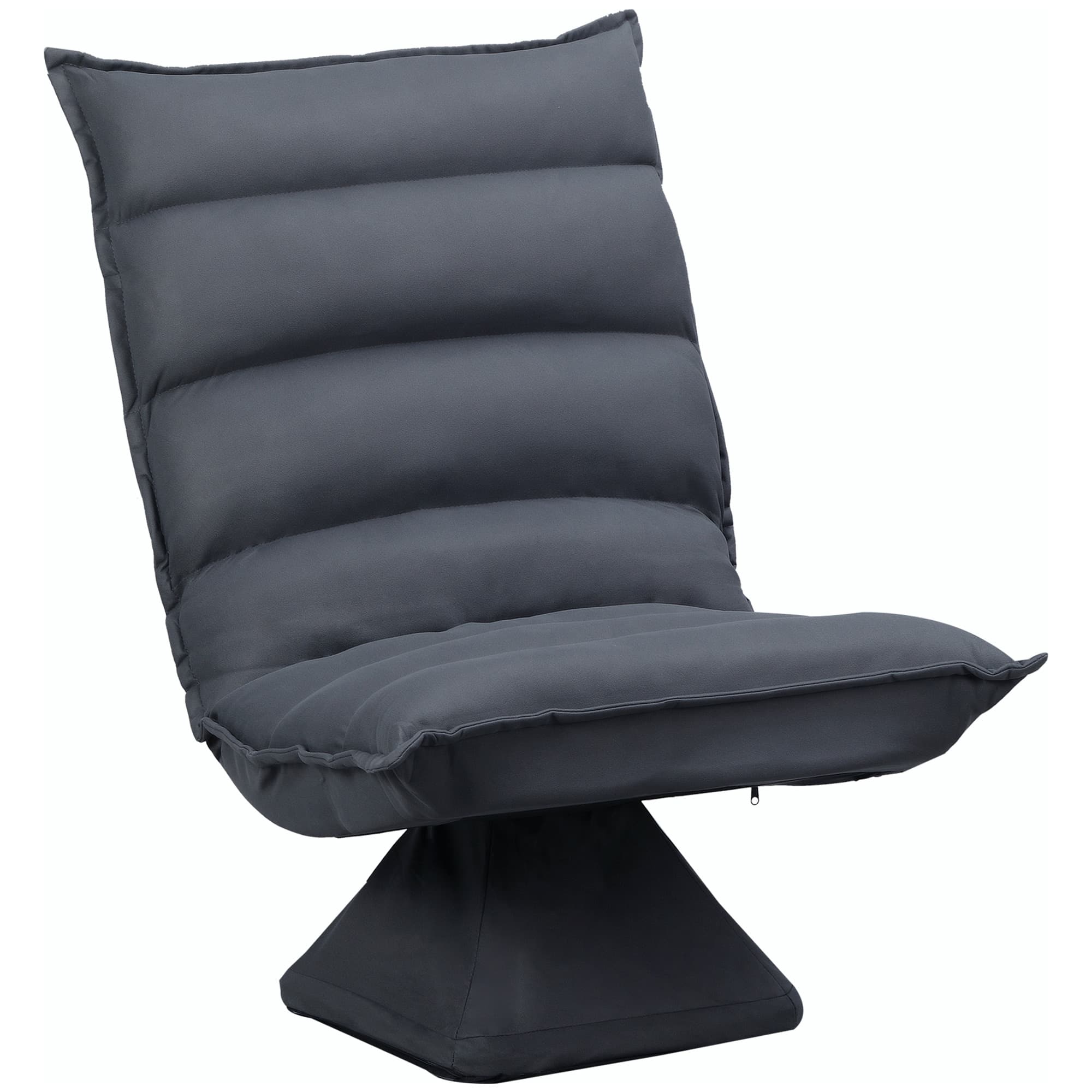 HOMCOM Fauteuil de sol paresseux pivotant 360° avec dossier inclinable design capitonné 62 x 62 x 95 cm gris foncé