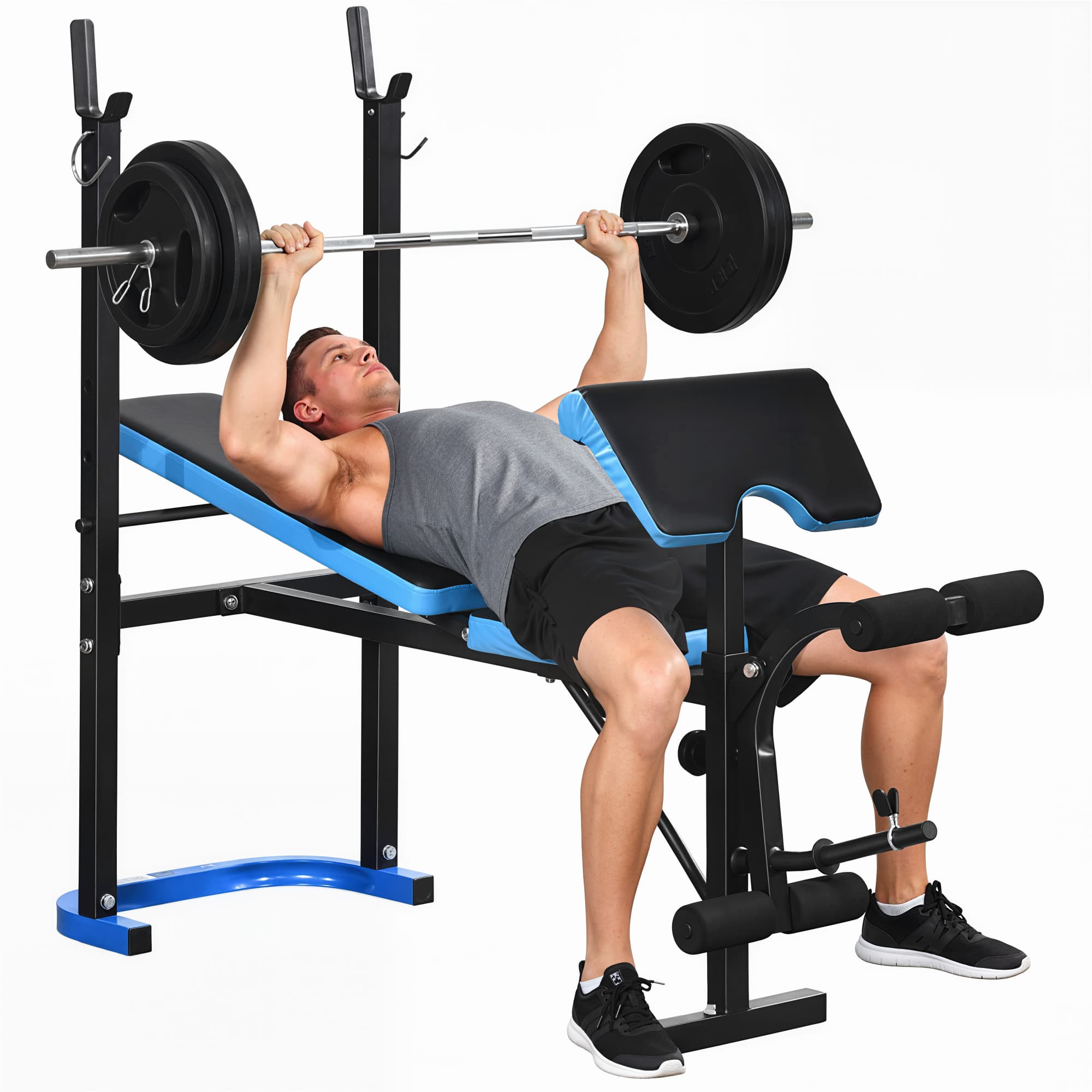 HOMCOM Banc de musculation multifonction réglable inclinable pour fitness complet acier 155 x 56,5 x 120 cm noir