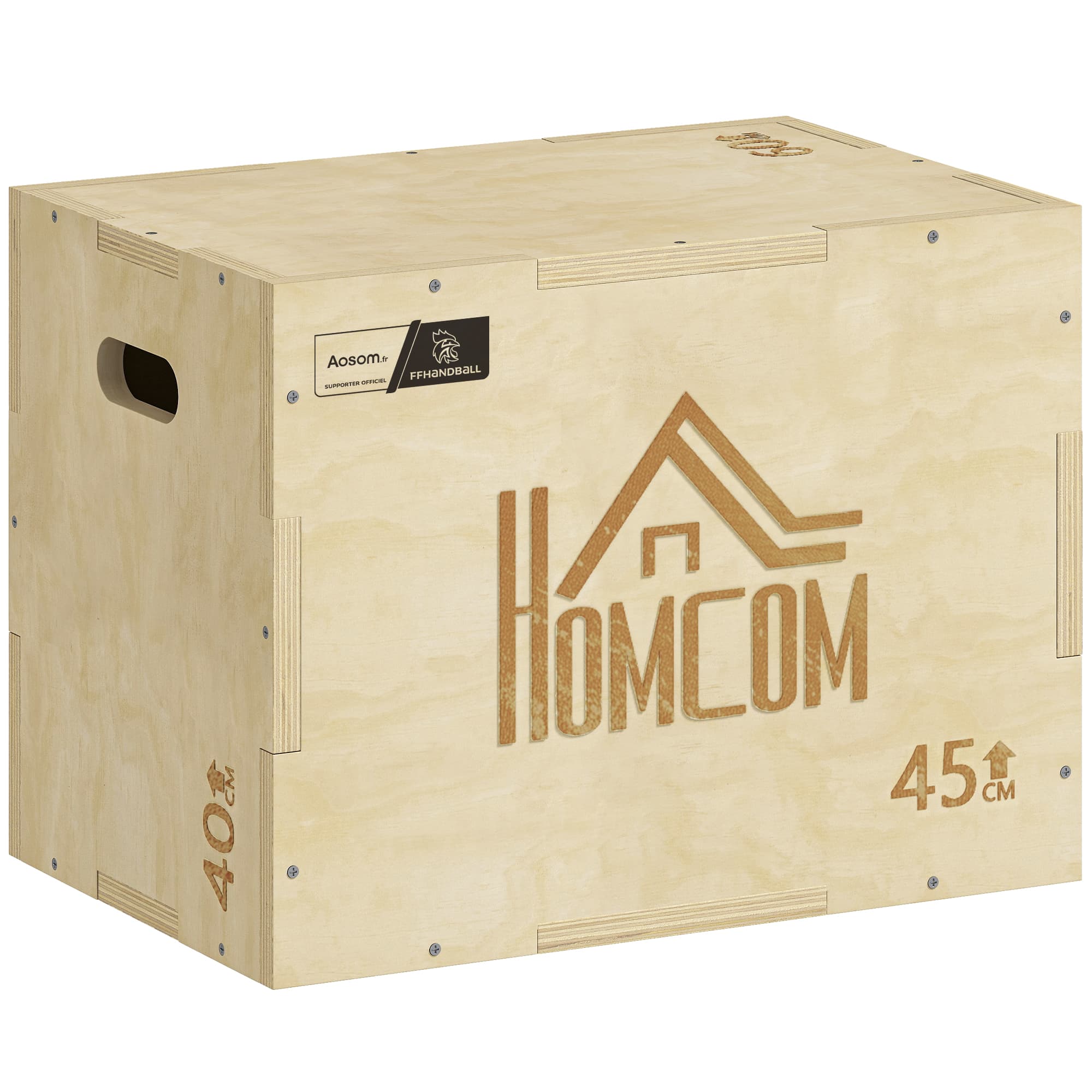 HOMCOM Box jump pliométrie 3 en 1 appareil boîte à saut musculation fitness & crossfit plyobox pour box training 40/45/60 cm en bois