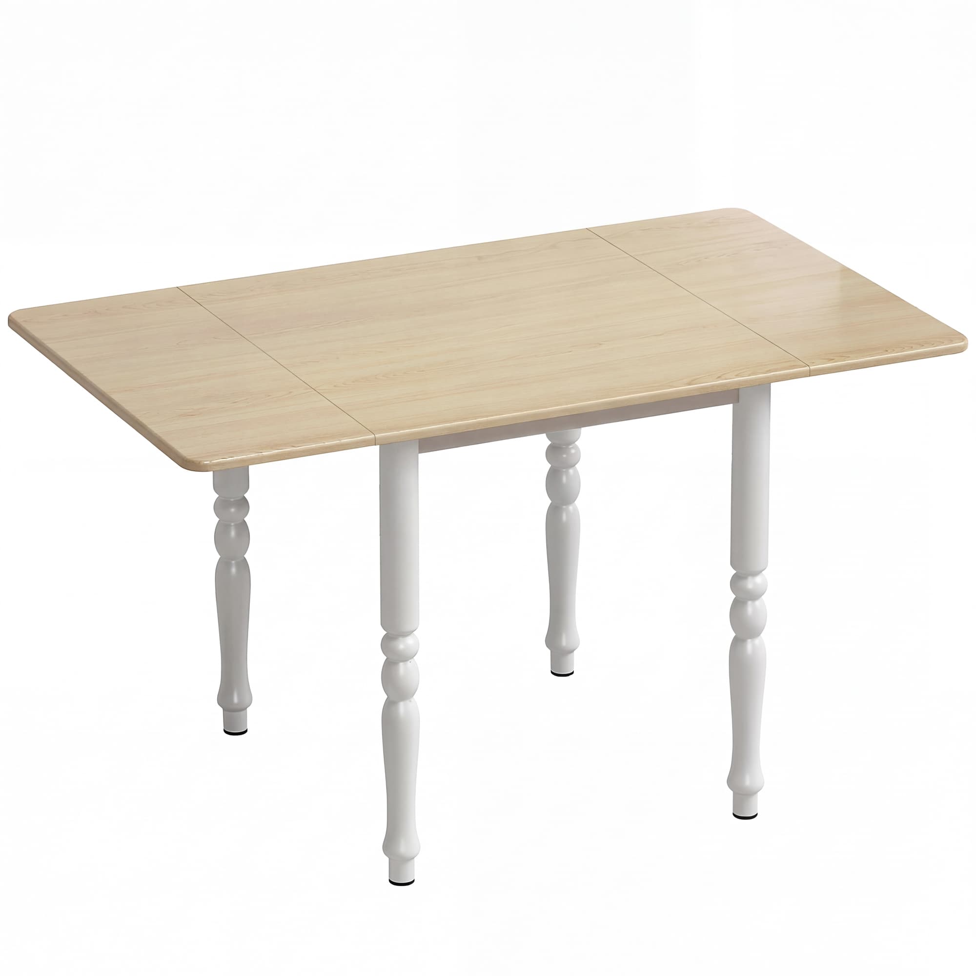 HOMCOM Table à manger pliante pour 4 à 6 personnes 74-134 cm, table de cuisine avec 2 abattants, pieds en acier, bois naturel