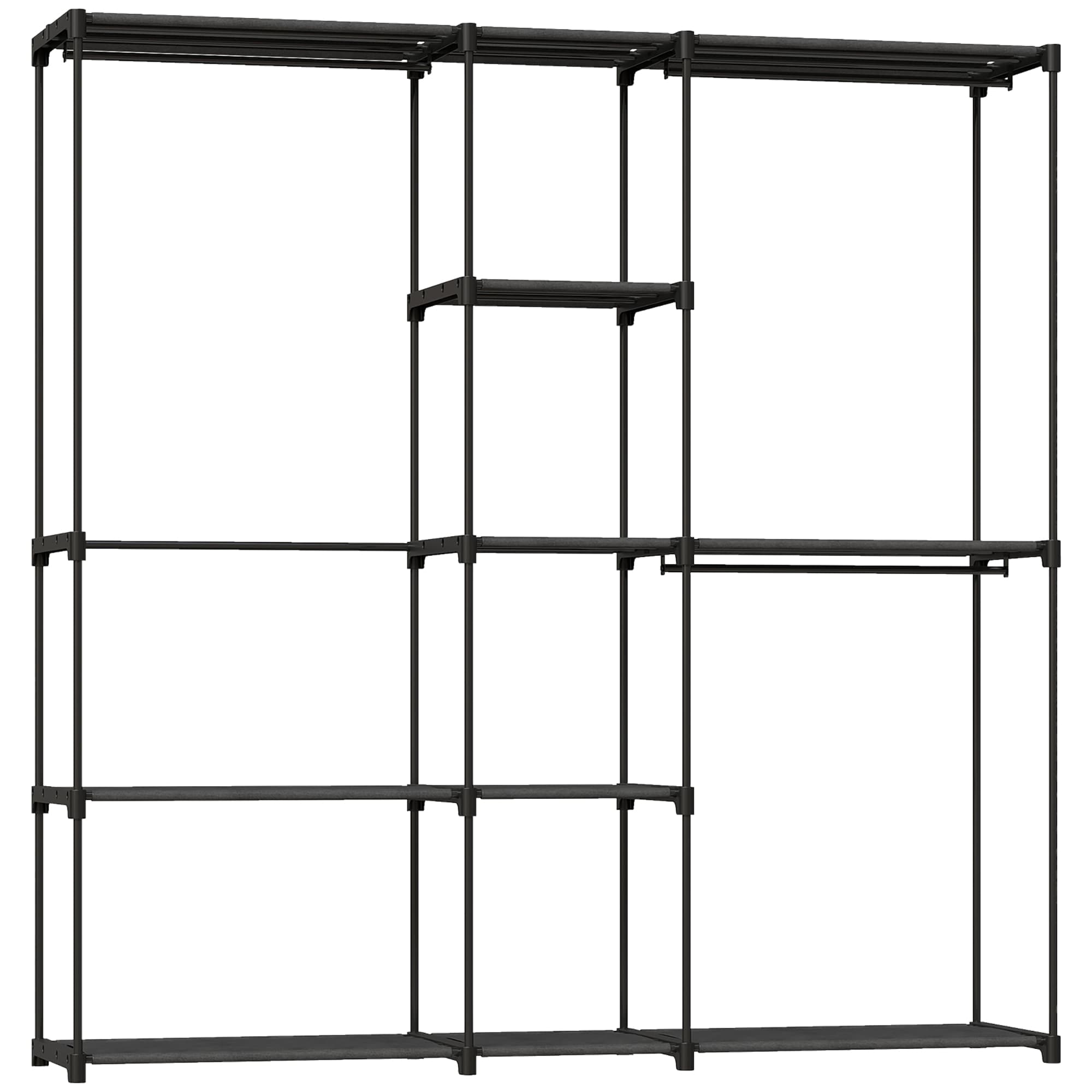HOMCOM Armoire de rangement, penderie en tissu avec barre de suspension et étagères, 182 x 43 x 185 cm, noir