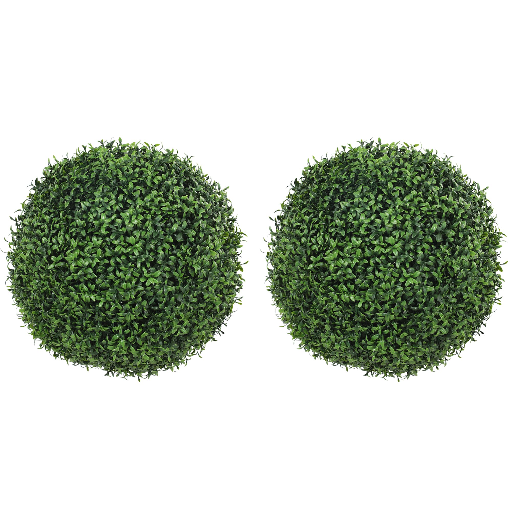 HOMCOM Lot de 2 boules de buis artificielles en pot, résistantes aux UV, 42 cm, pour décoration intérieure/extérieure