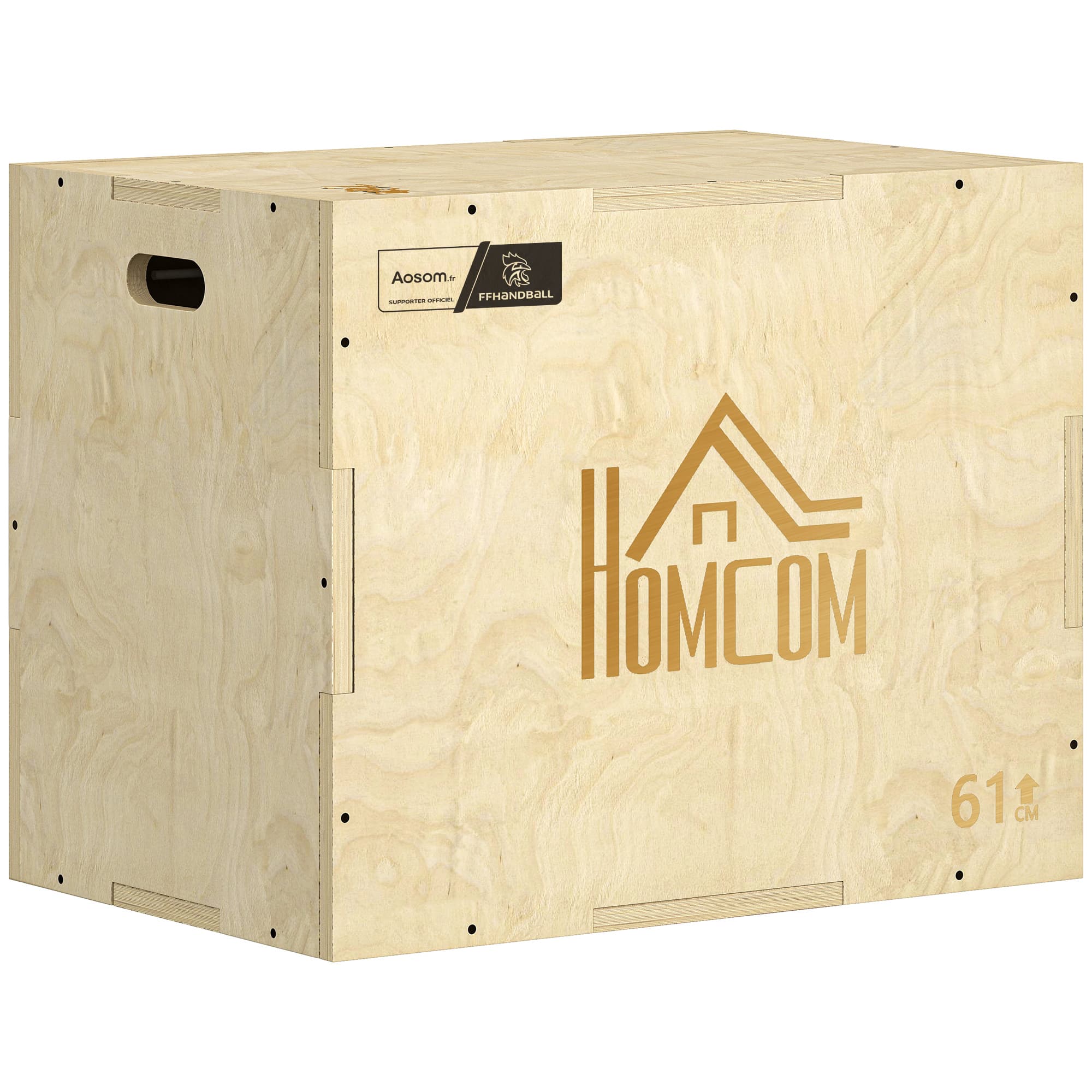 HOMCOM Box jump pliométrie 3 en 1 appareil boîte à saut musculation fitness & crossfit plyobox pour box training 51/61/76 cm en bois