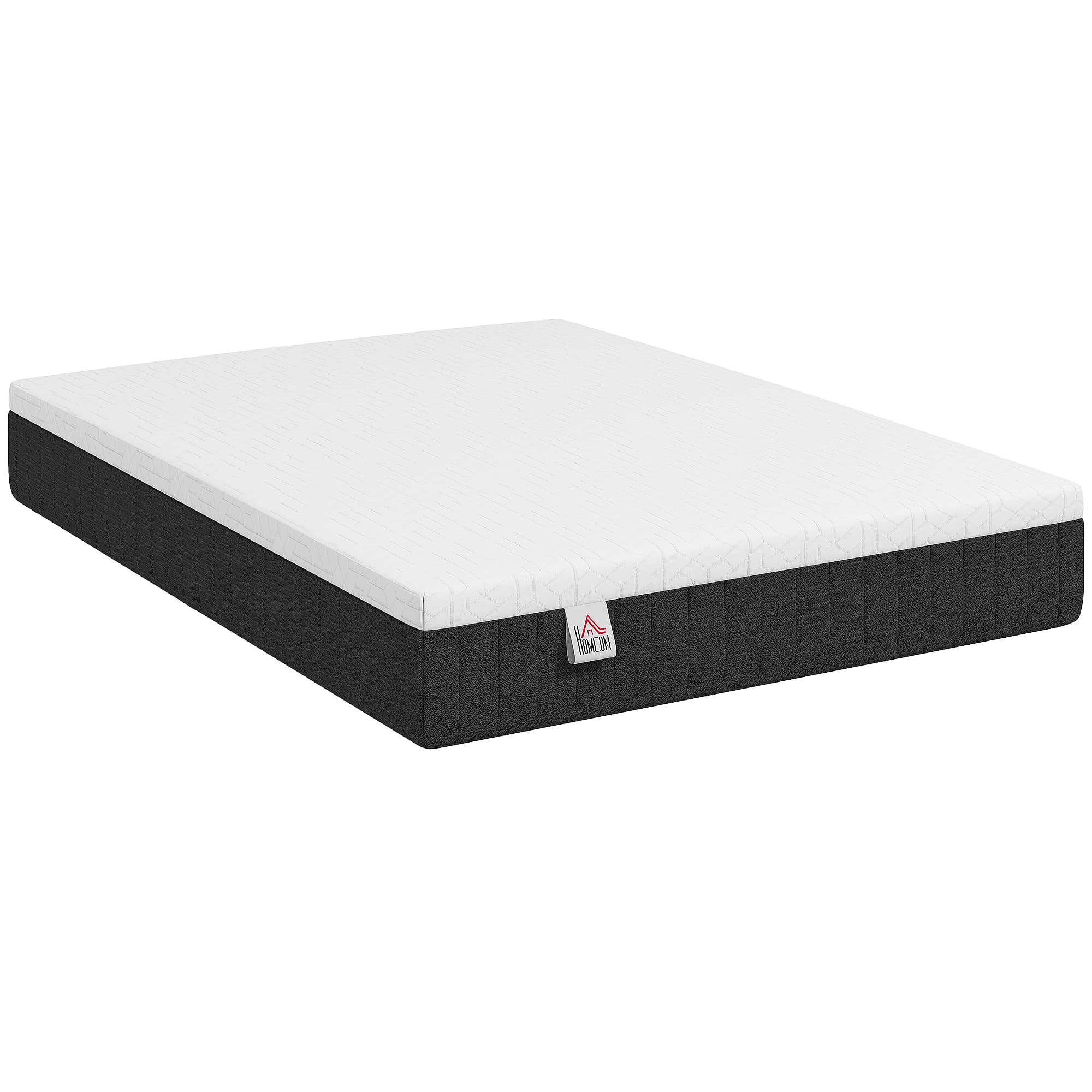 HOMCOM Matelas 140 x 190 cm, 25 cm d'épaisseur, mousse à mémoire de forme, ressorts ensachés 7 zones, fermeté moyenne